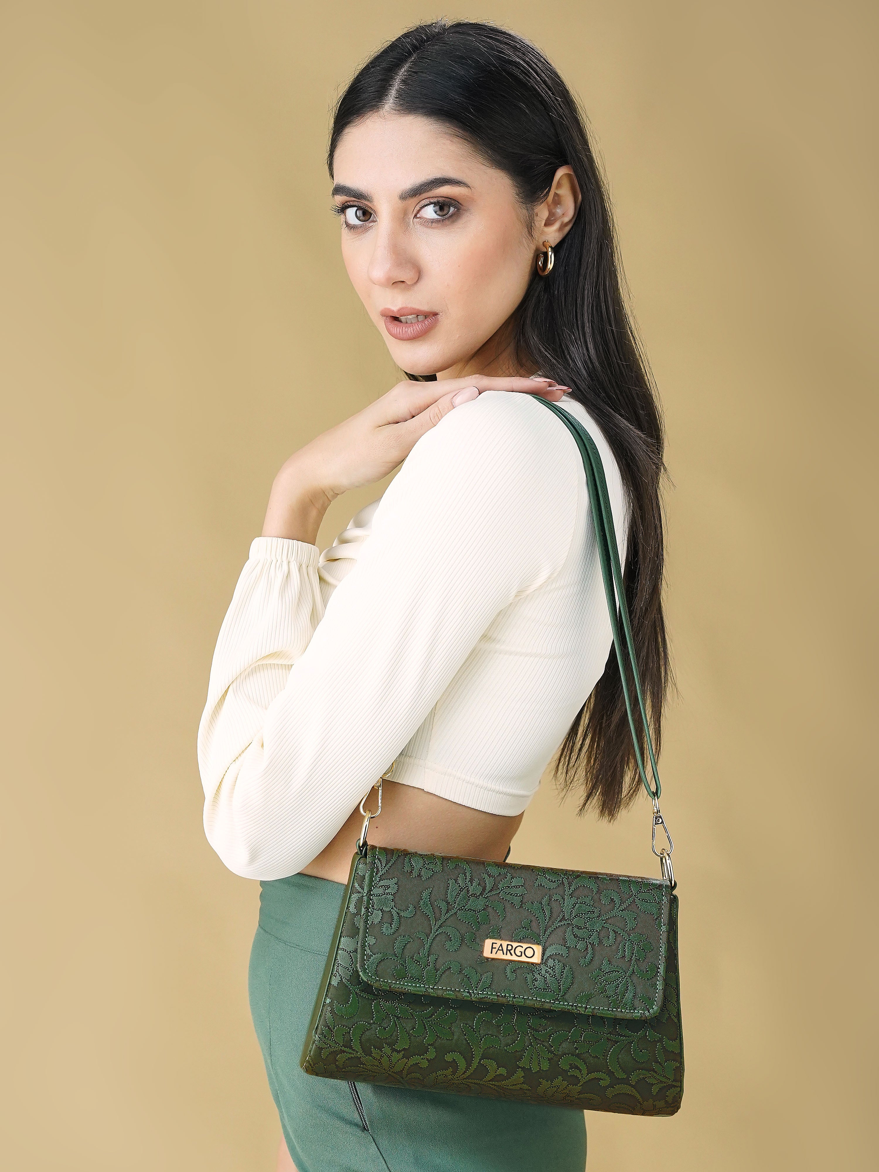 Vegan Leather Green Women's Bucket Sling Bag