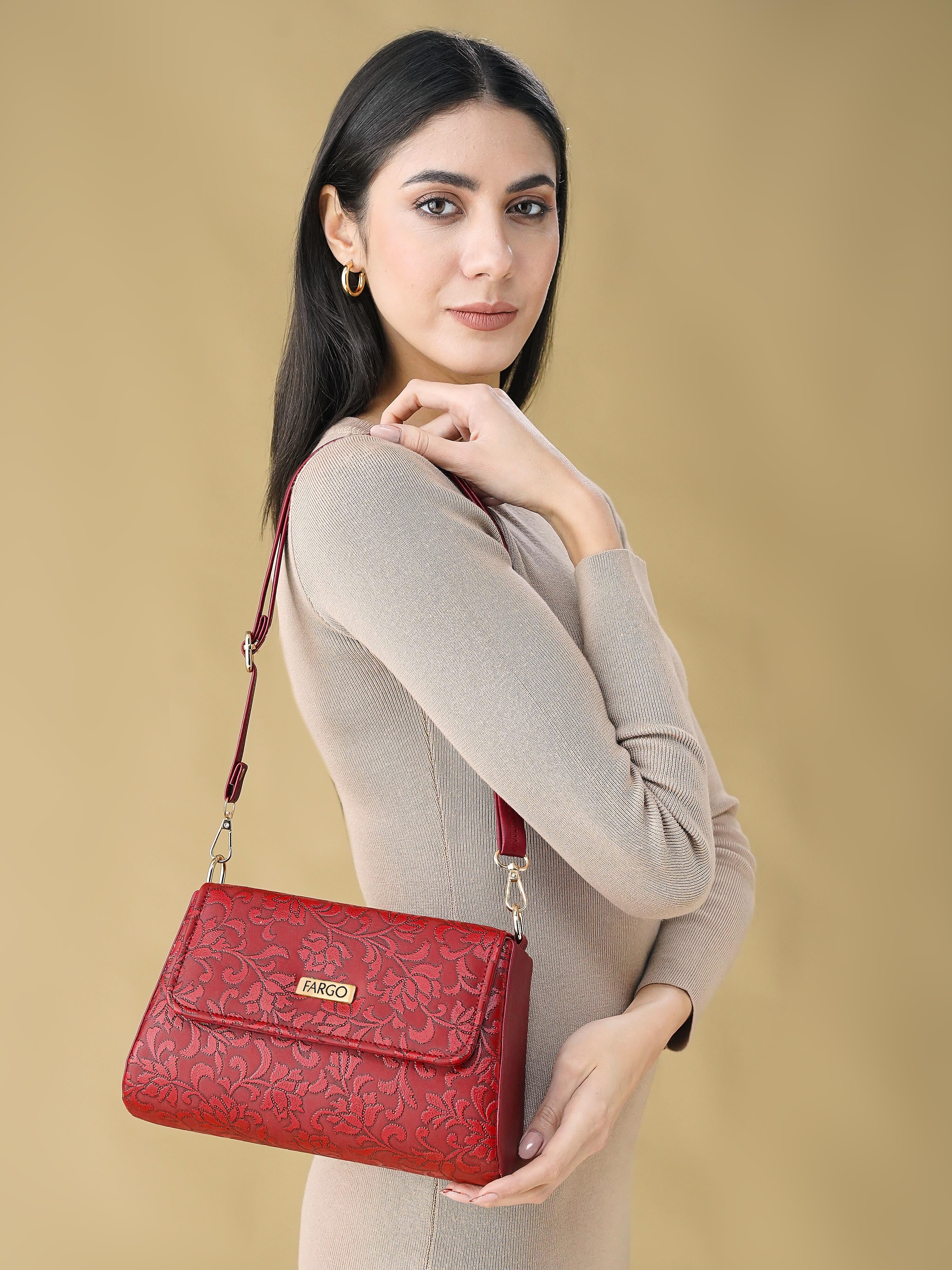 Vegan Leather Maroon Women's Bucket Sling Bag