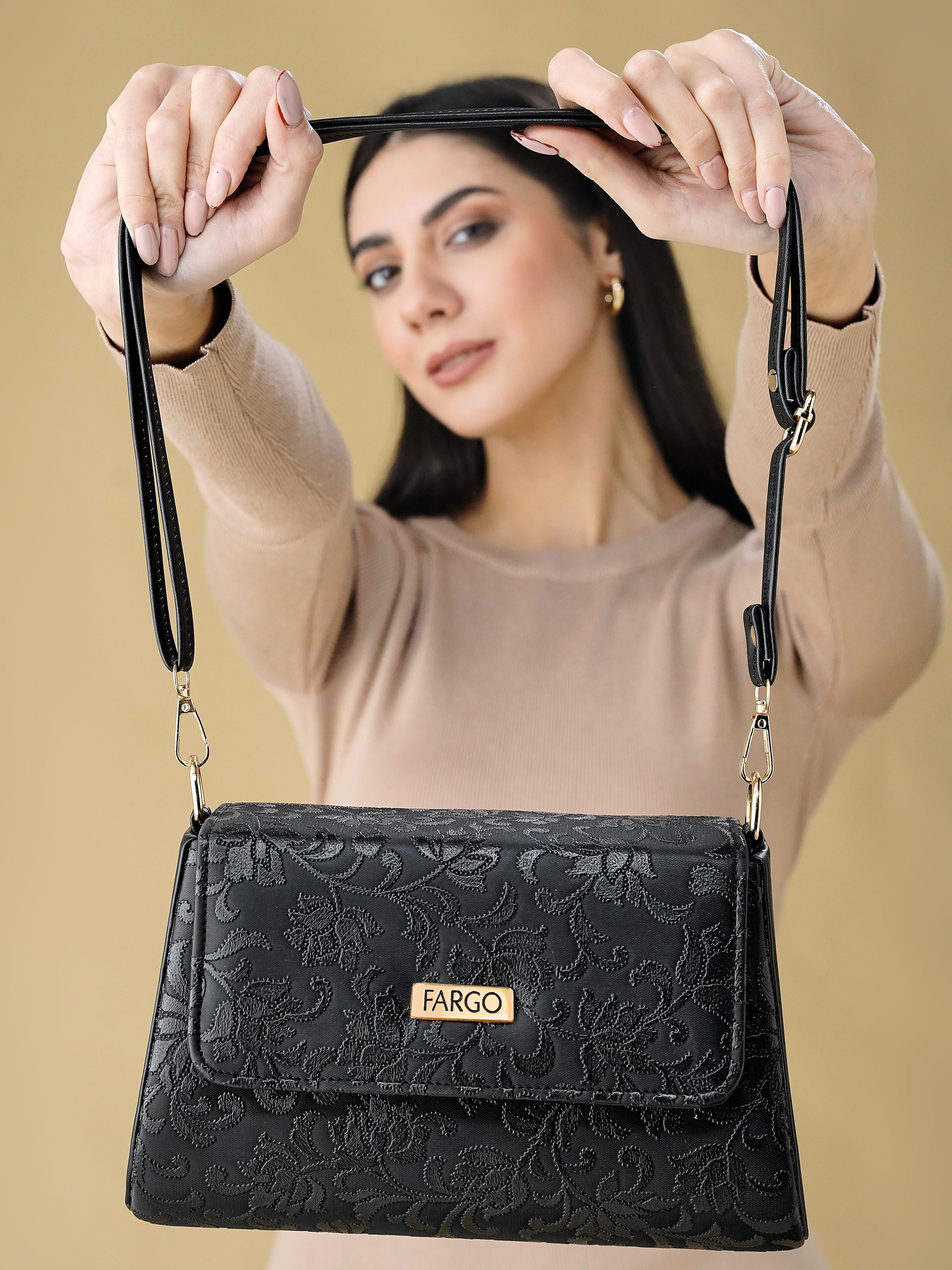 Vegan Leather Black Women's Bucket Sling Bag