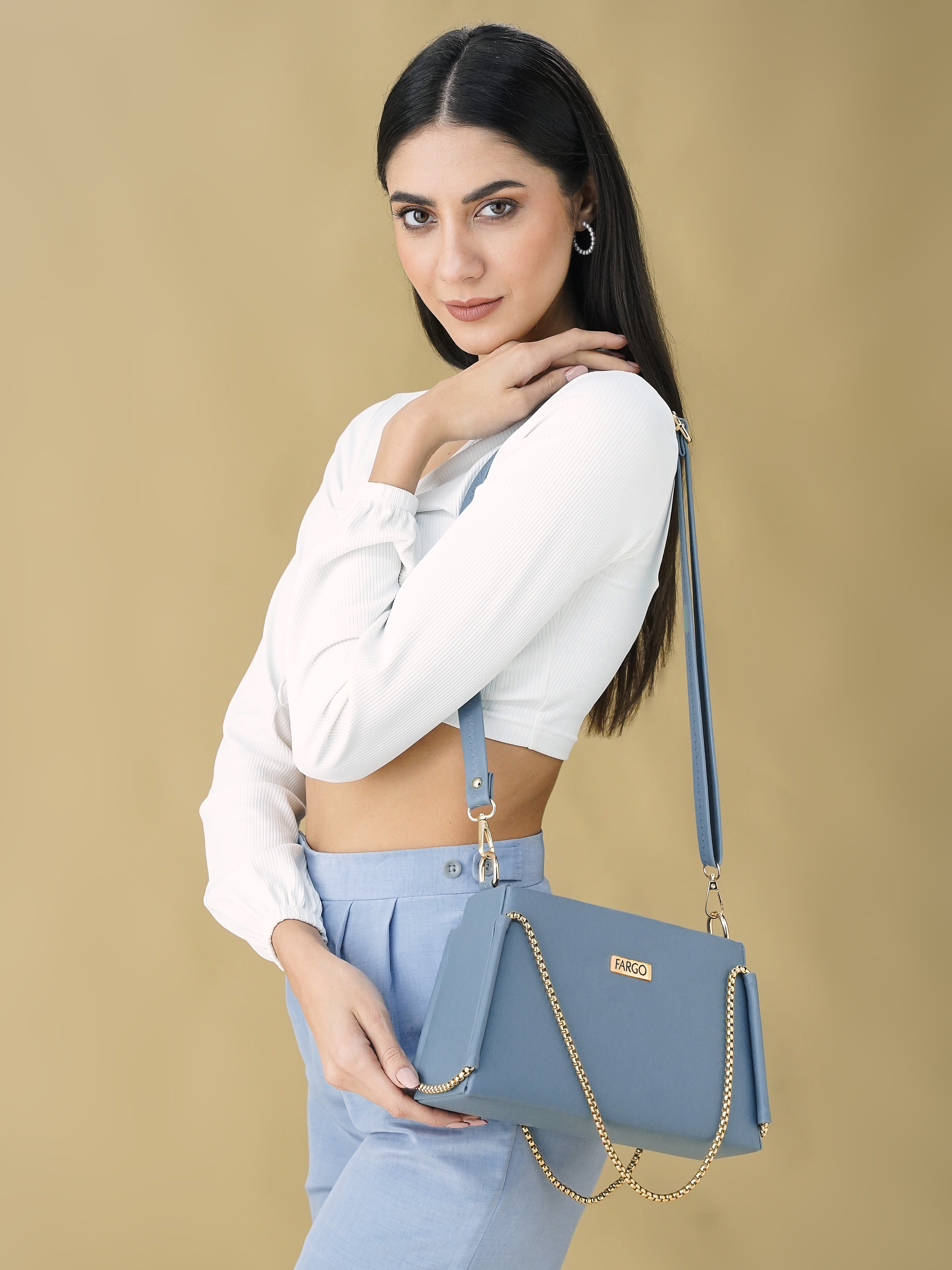 Vegan Leather Grey Women's Bucket Sling Bag