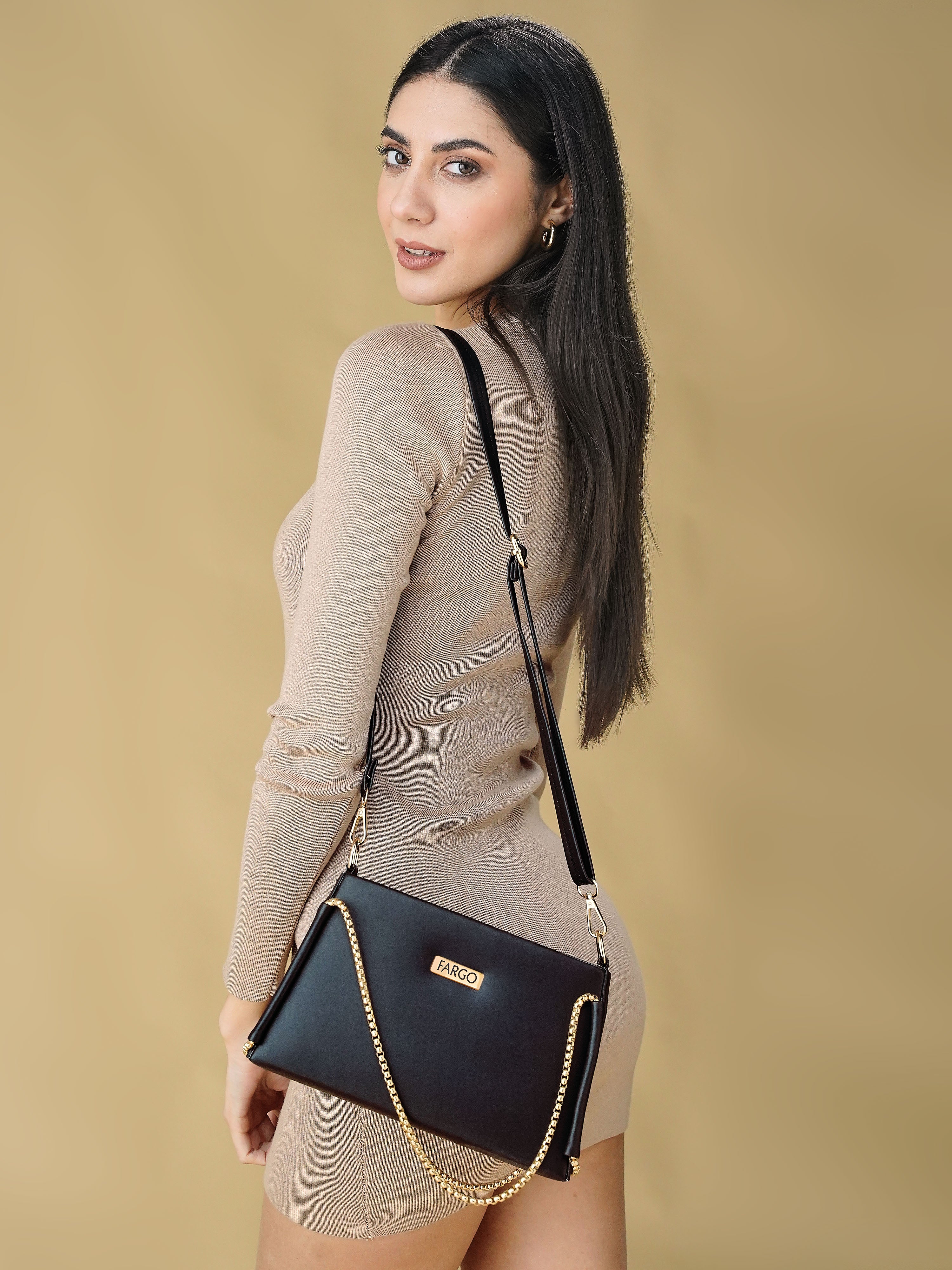Vegan Leather Black Women's Bucket Sling Bag