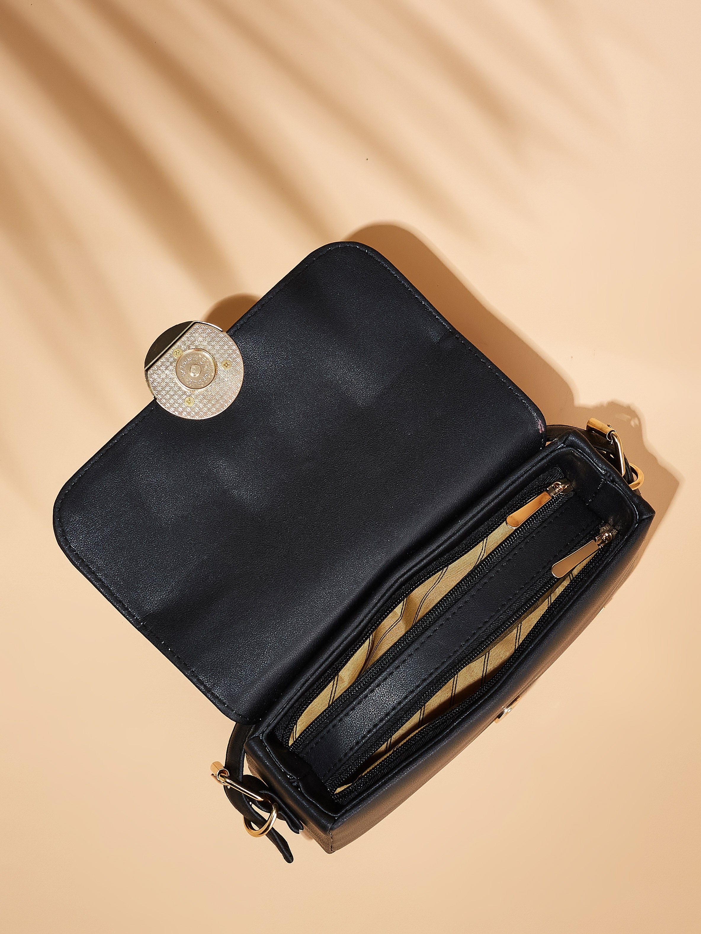 Vegan Leather Black Women's Shoulder Bag