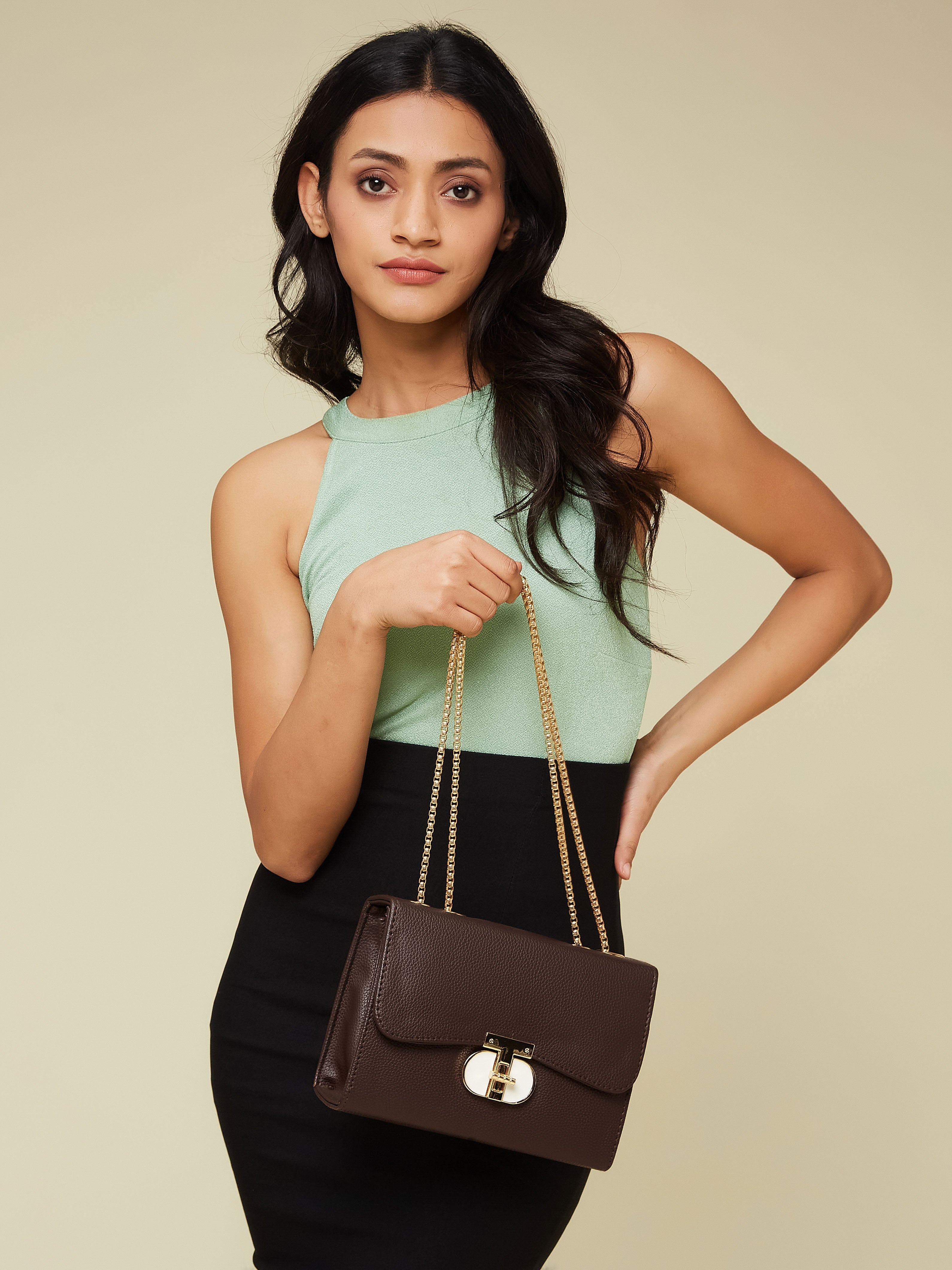 Vegan Leather Brown Women's Shoulder Bag