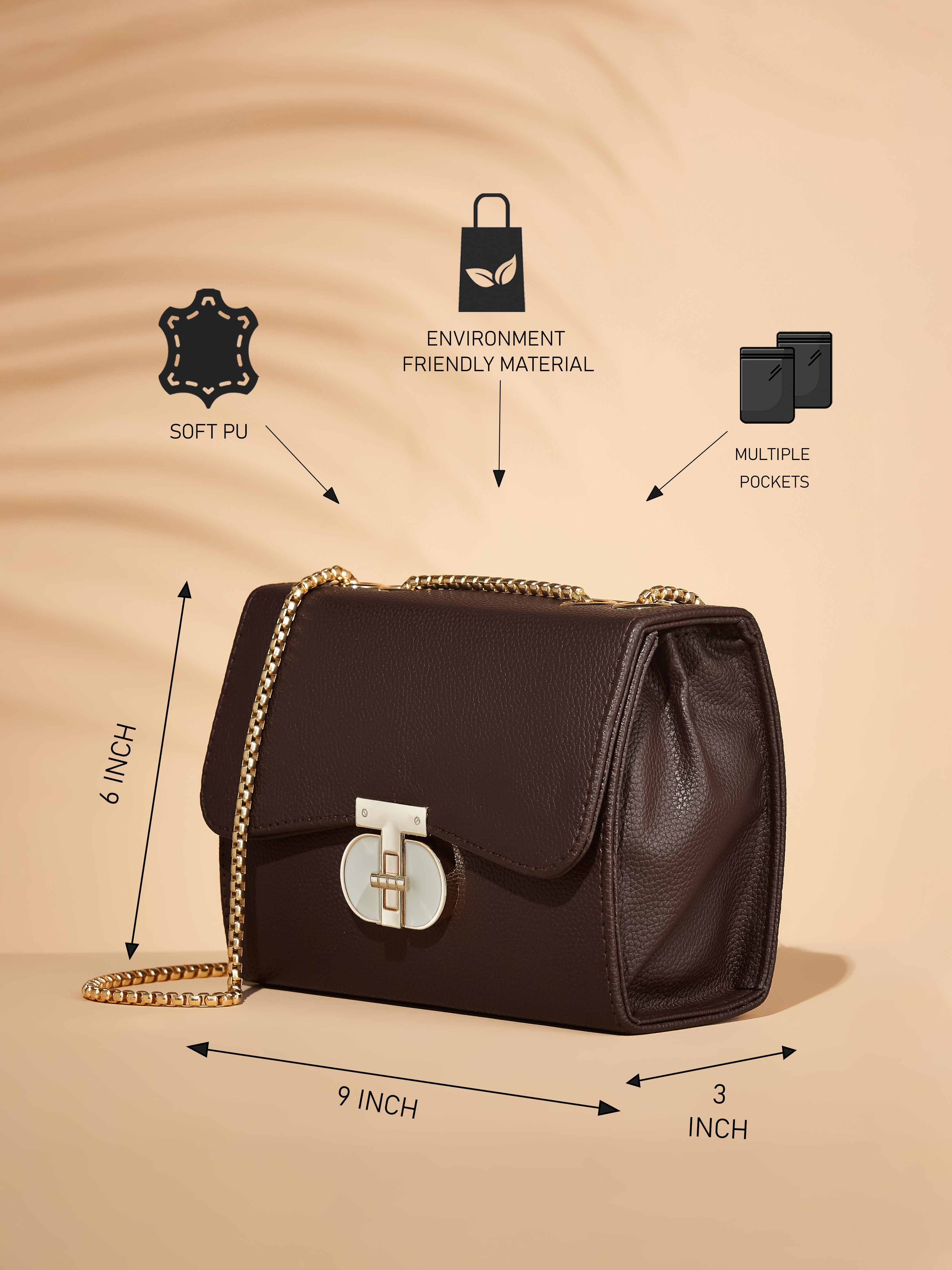 Vegan Leather Brown Women's Shoulder Bag