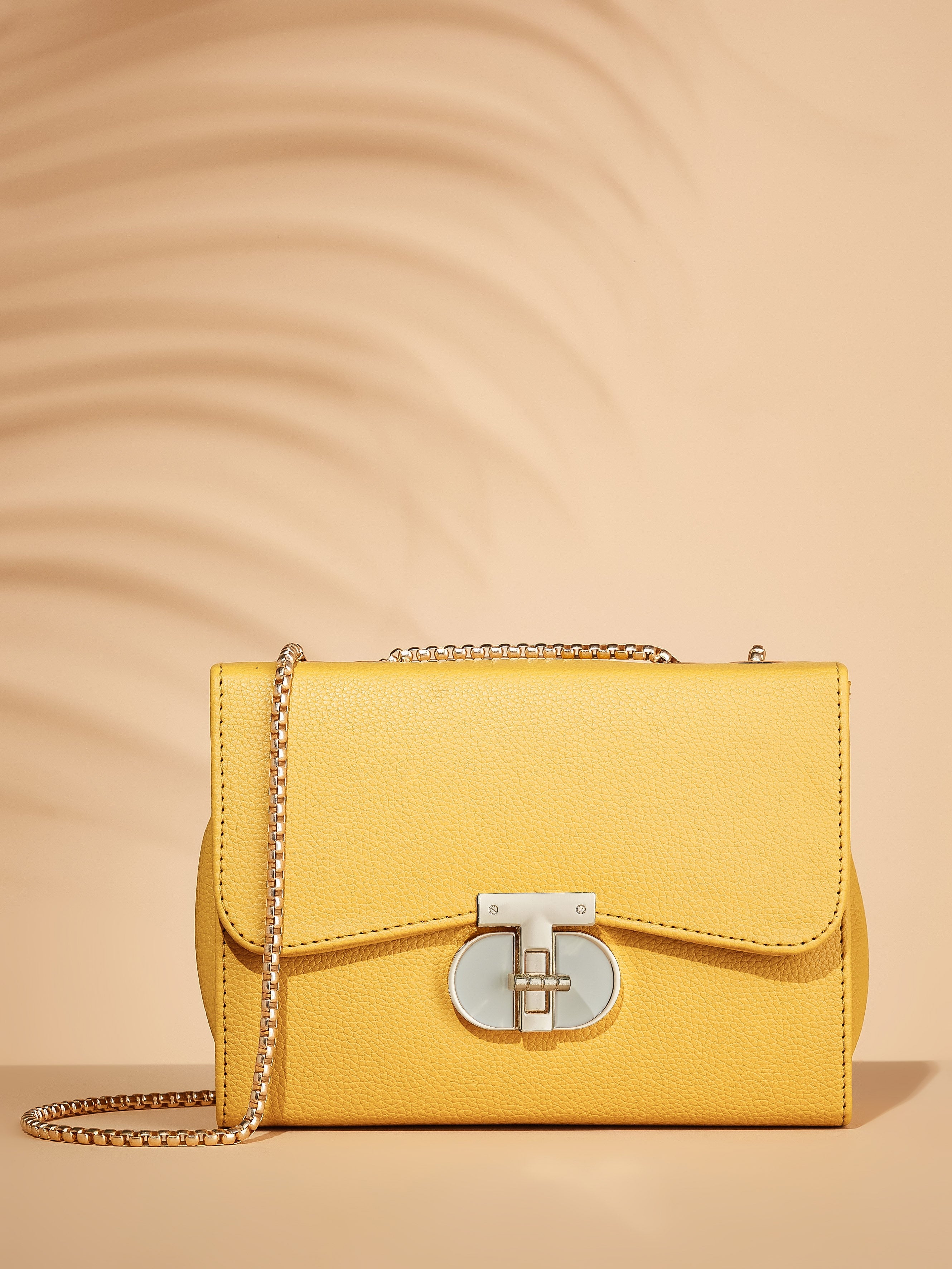 Vegan Leather Yellow Women's Shoulder Bag