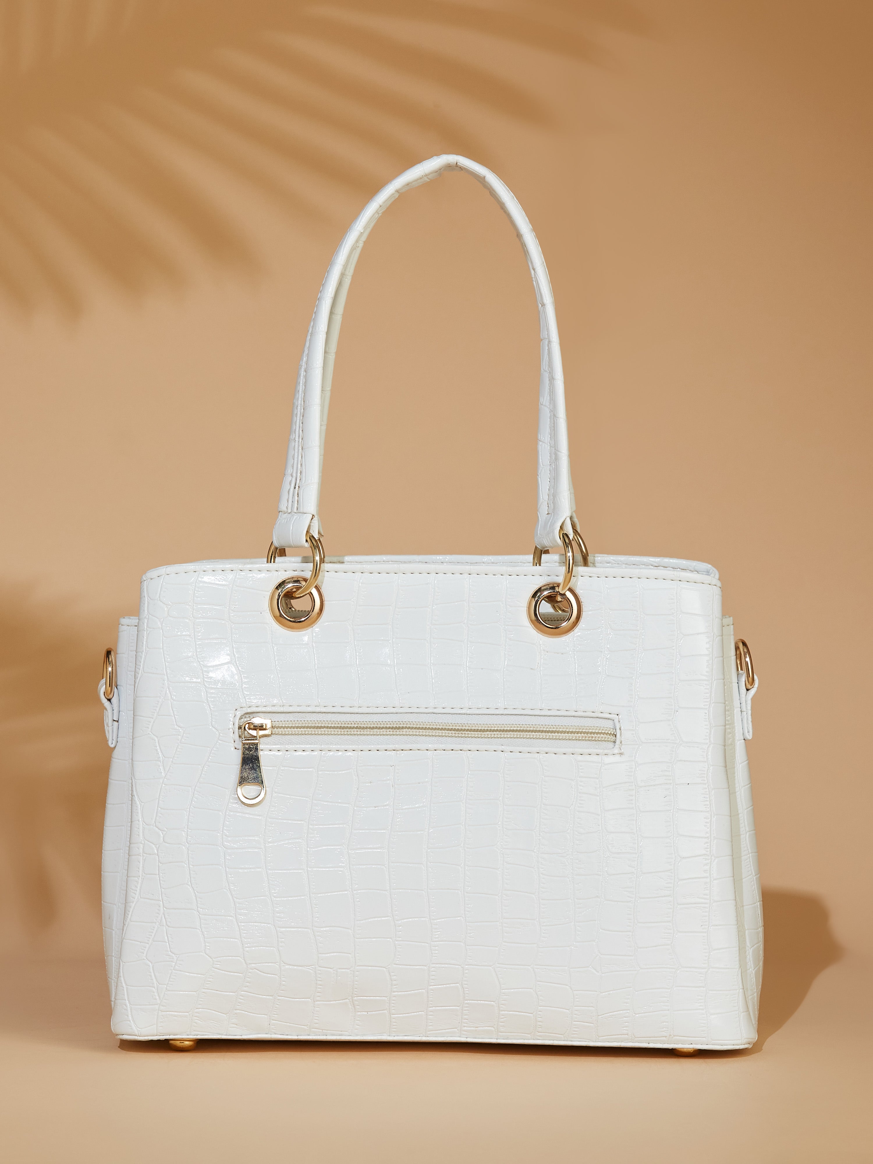 Vegan Leather White Women's Handbag