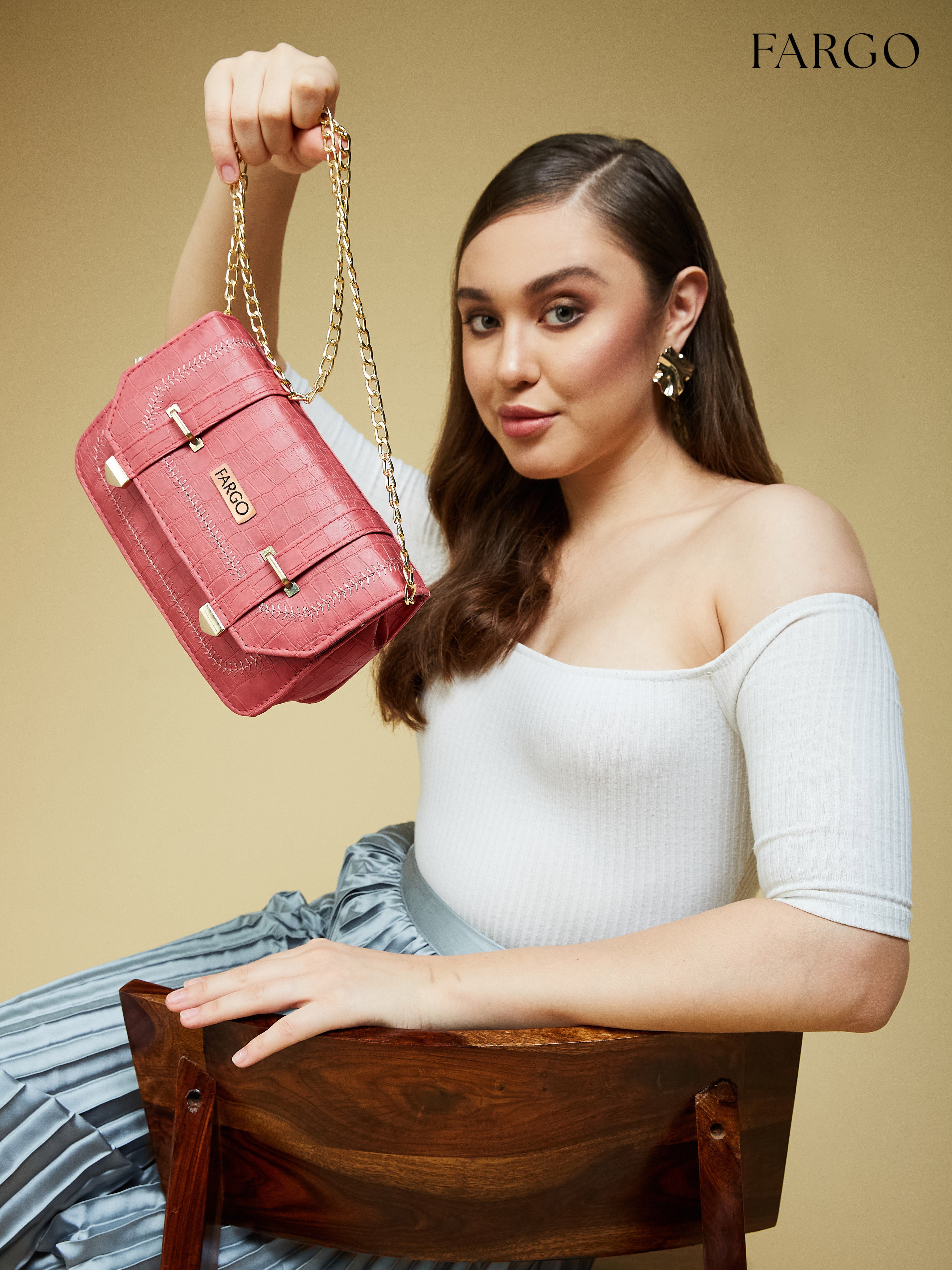croco Vegan Leather Pink Women's Crossbody