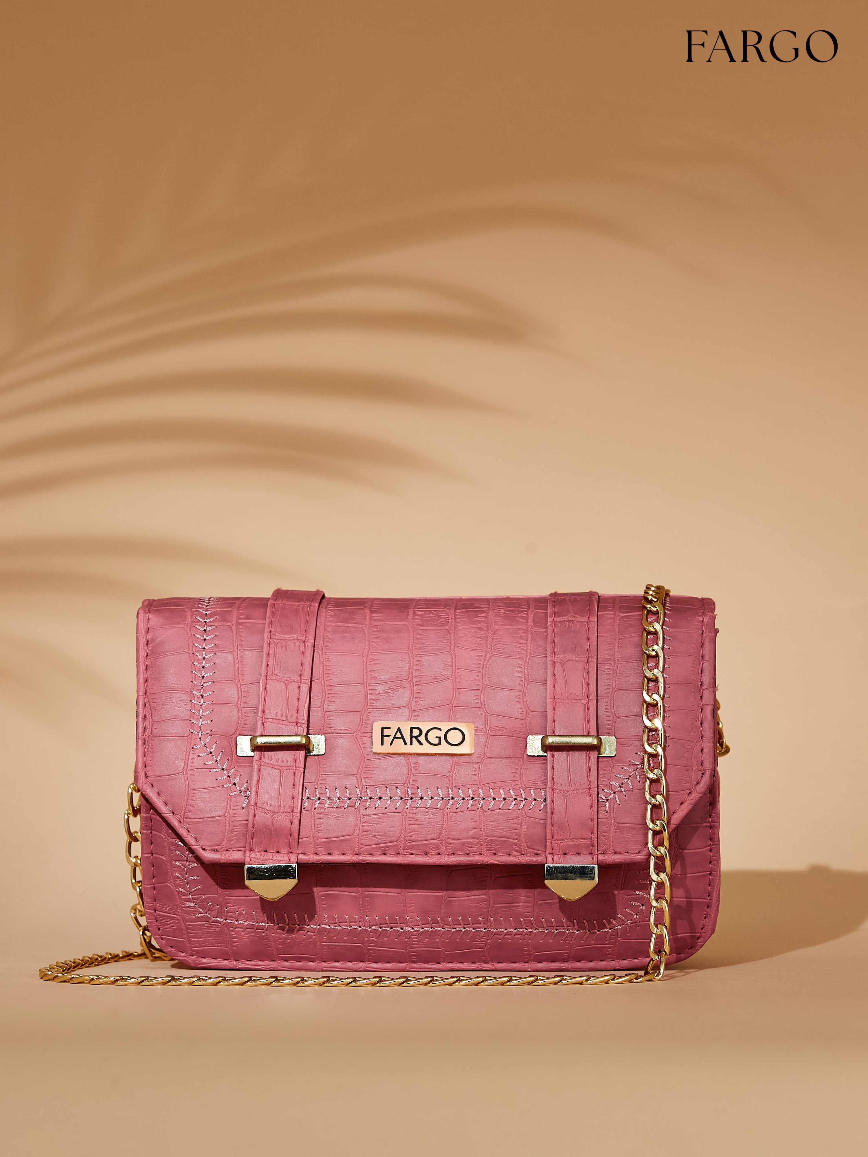 croco Vegan Leather Pink Women's Crossbody