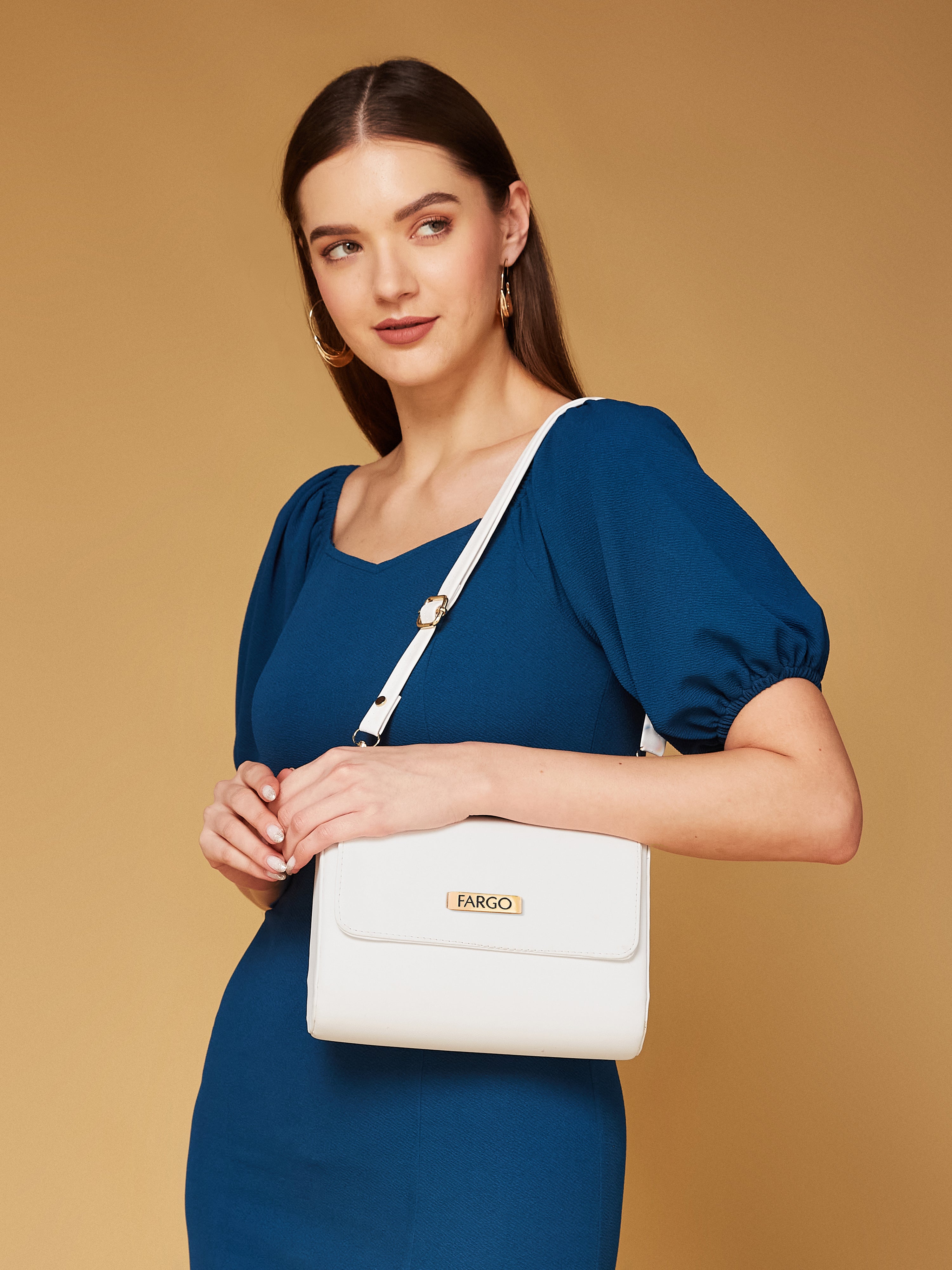 Vegan Leather White Women's Shoulder Bag