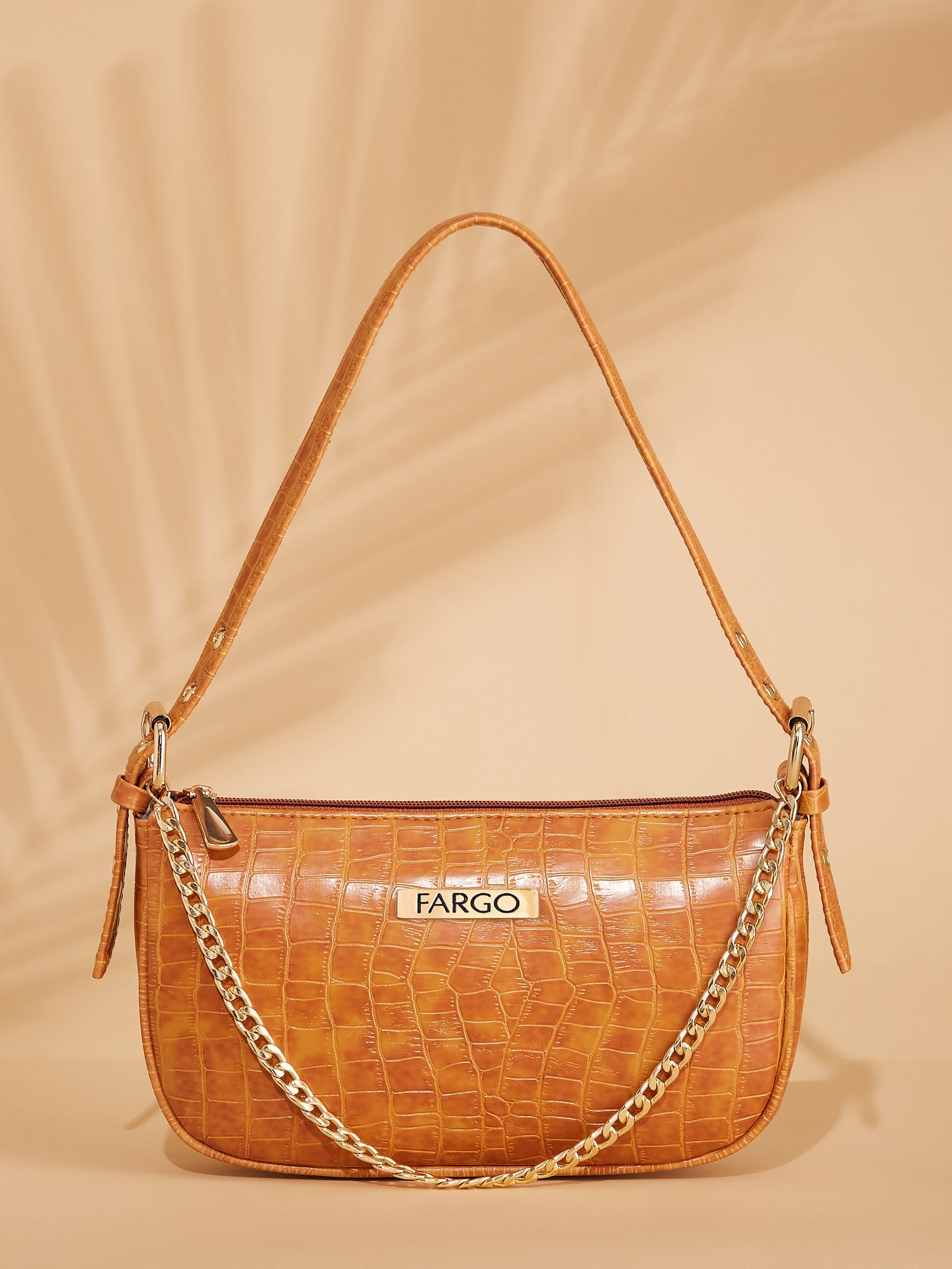 croco vegan leather yellow women's shoulder bag