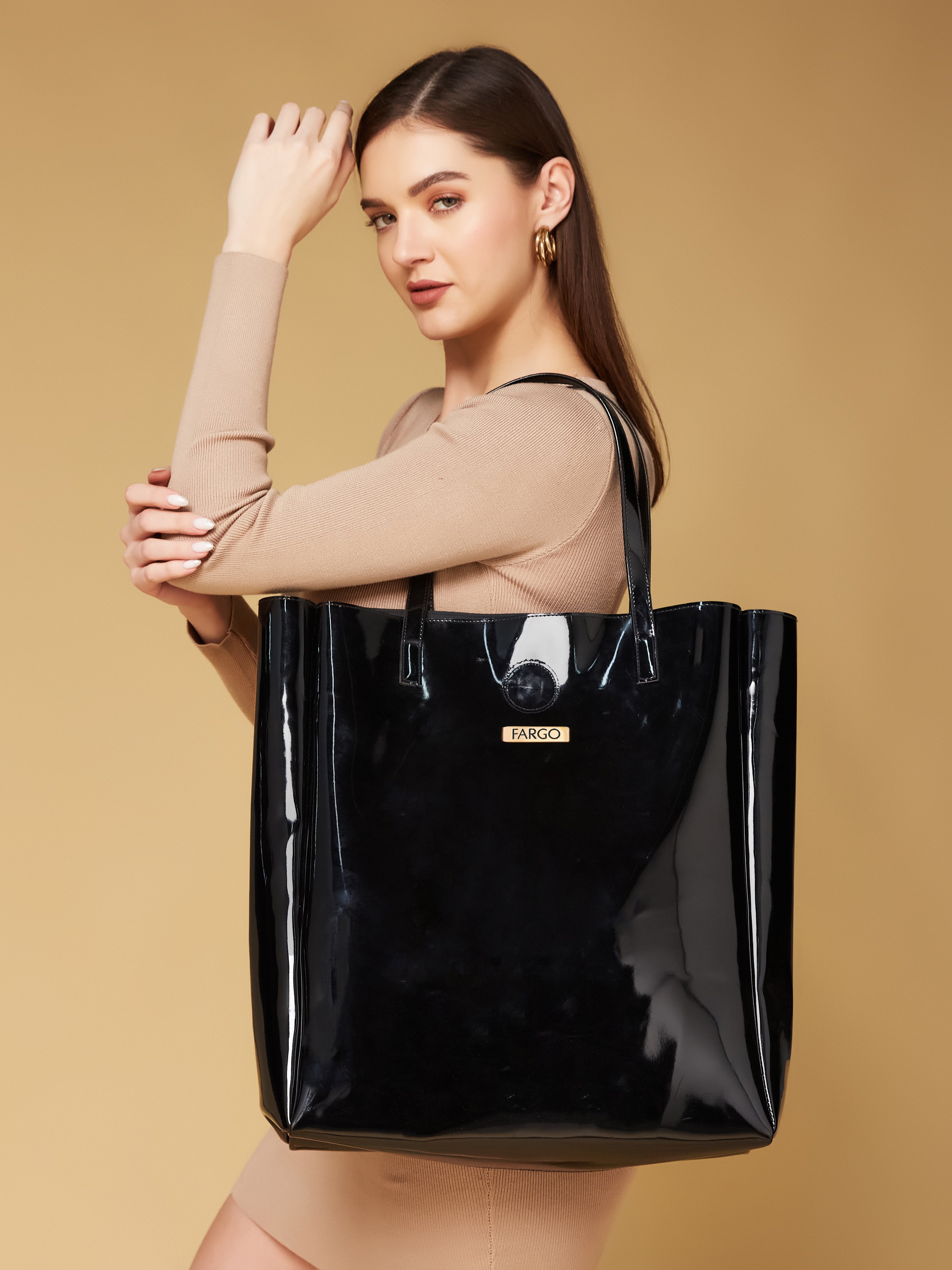 Vegan Leather Large Black Women's Tote
