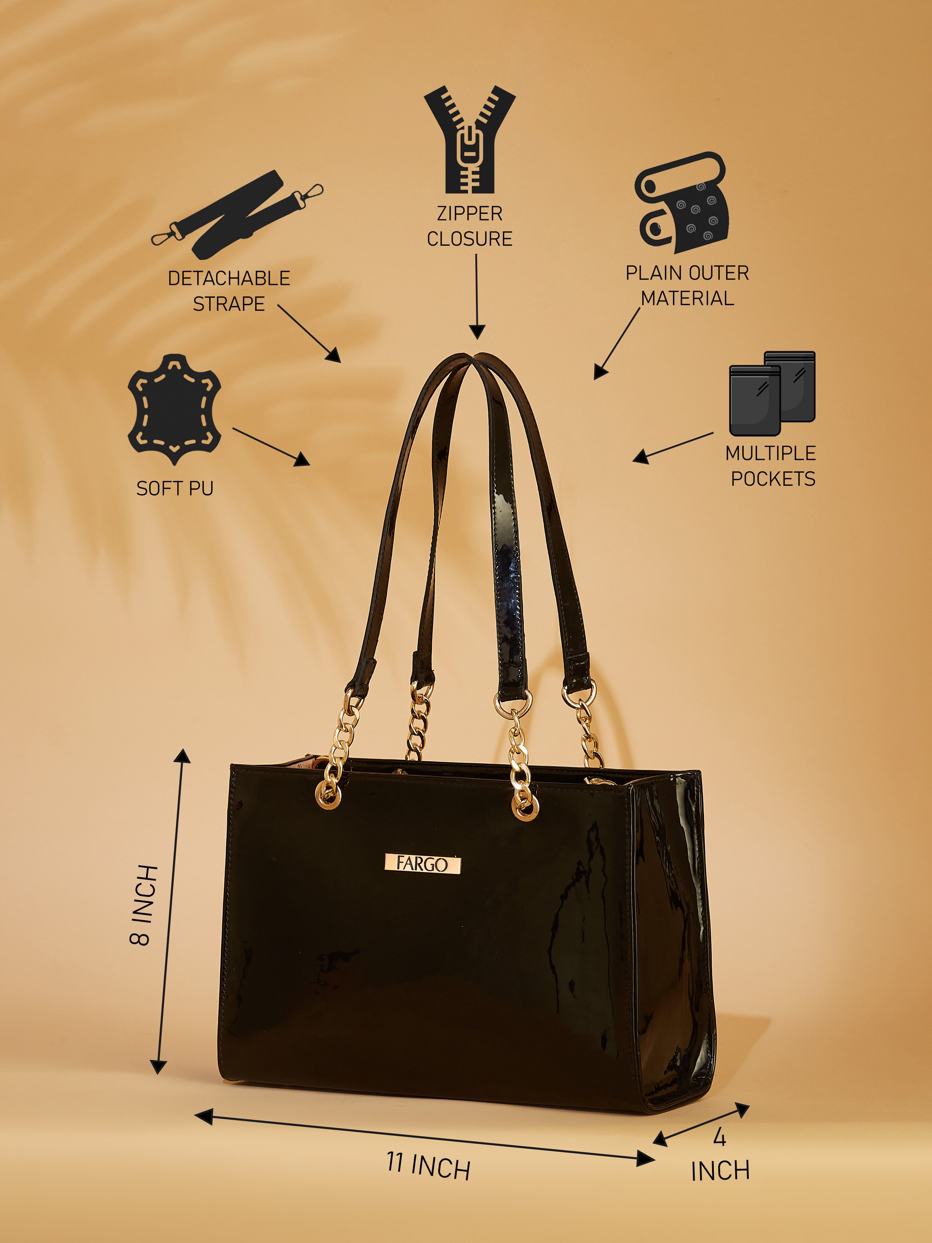 Vegan Leather Black Women's Handbag
