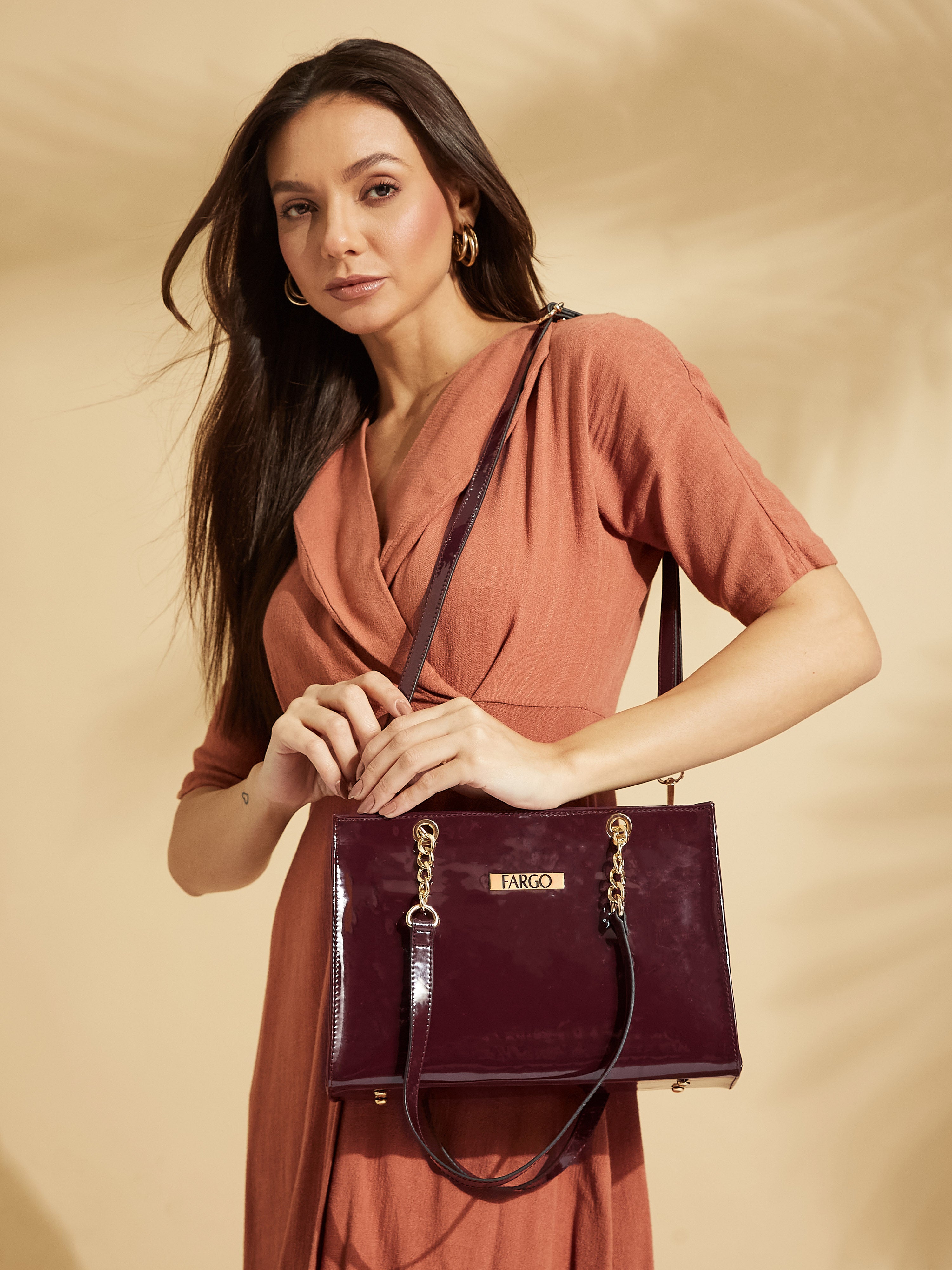 Vegan Leather Maroon Women's Handbag