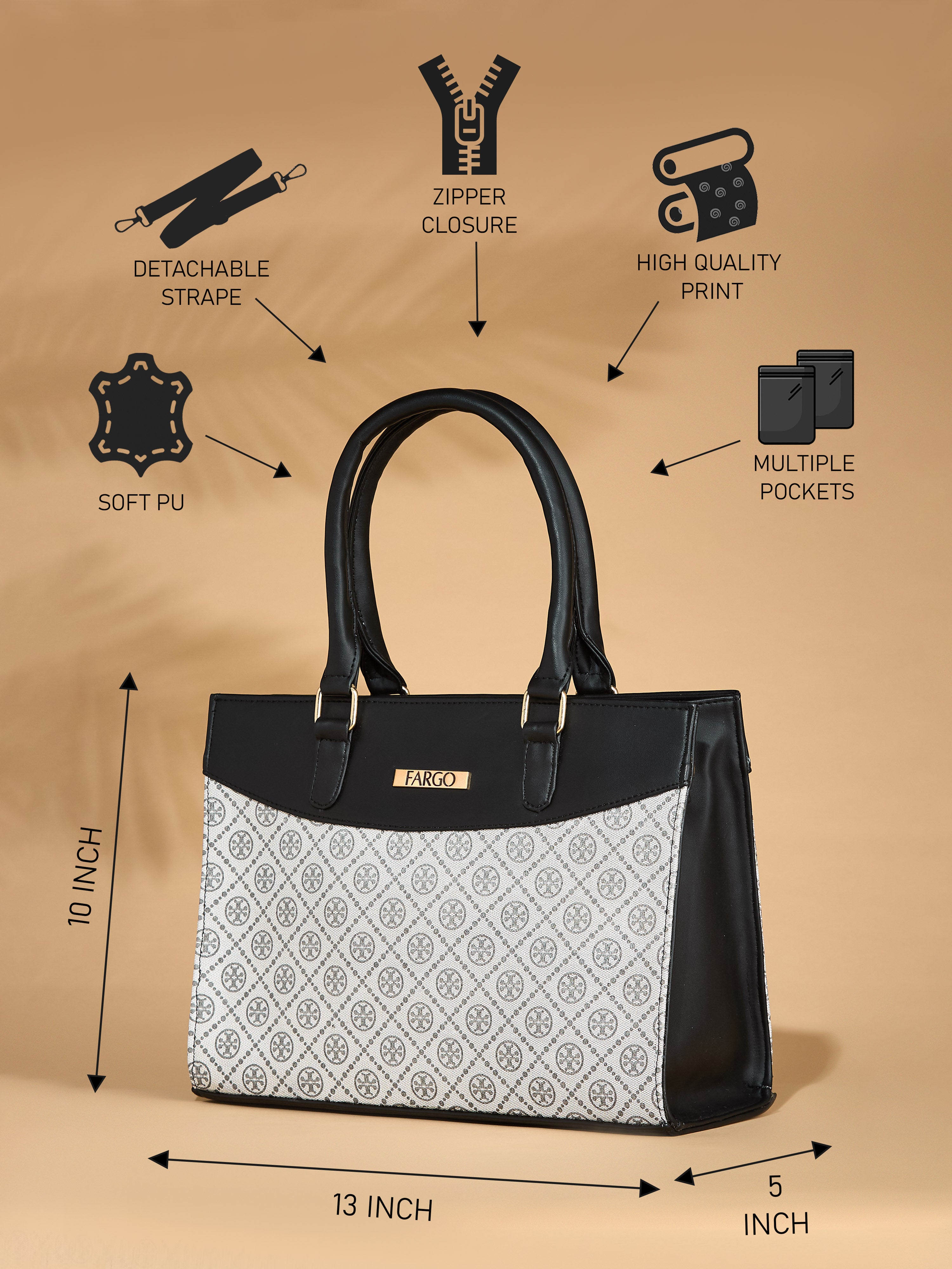 Vegan Leather Grey Women's Handbag