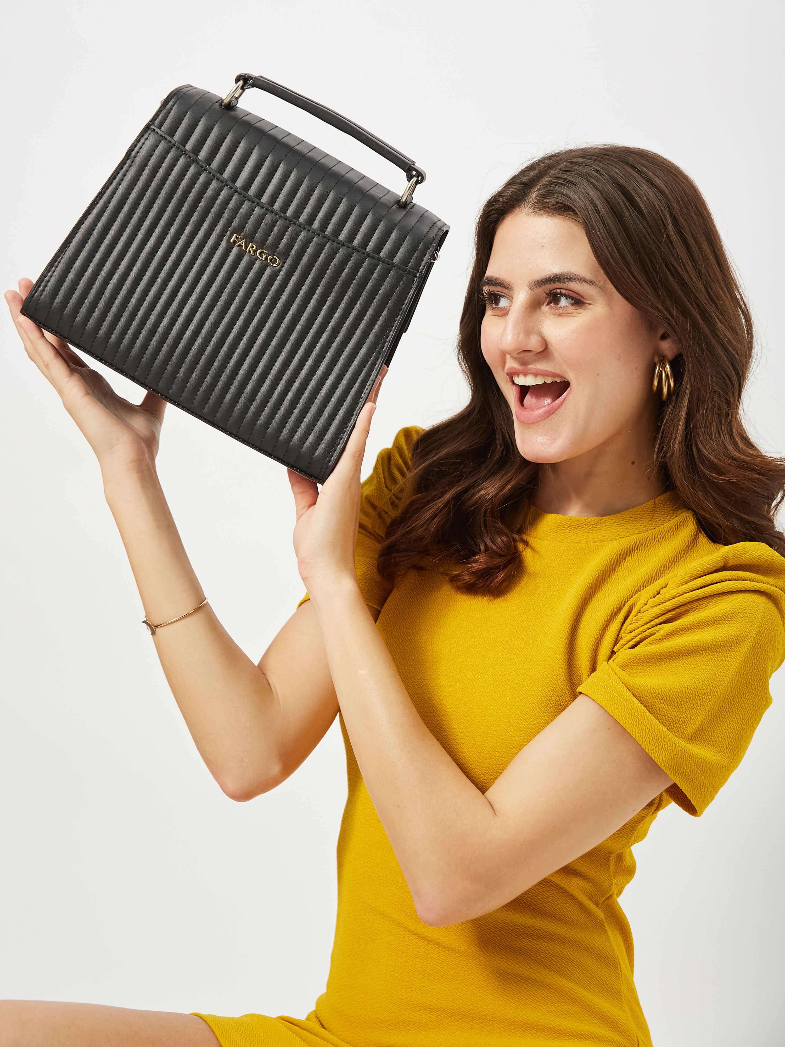 Fusion Vegan Leather Black Handbag