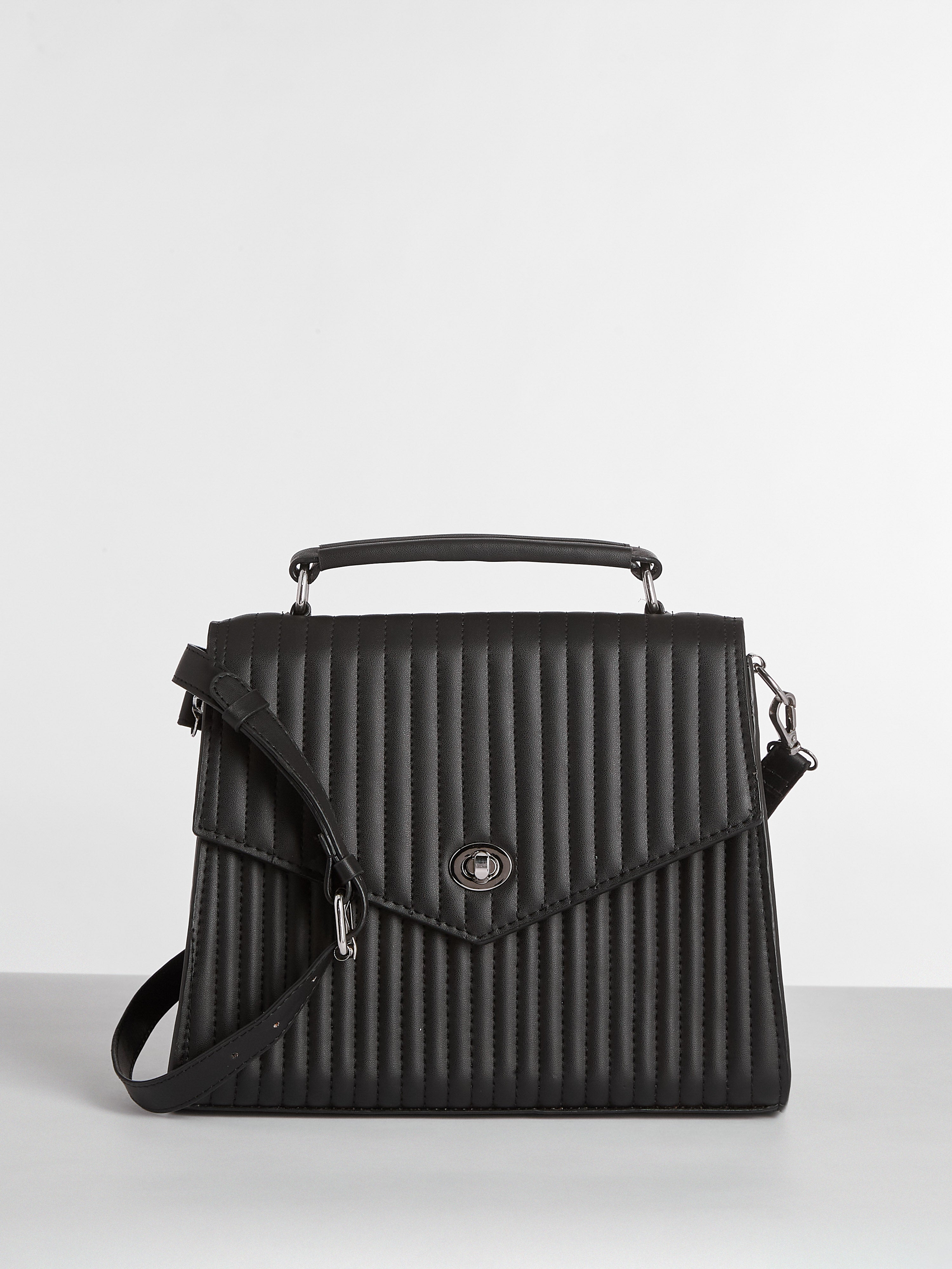Fusion Vegan Leather Black Handbag