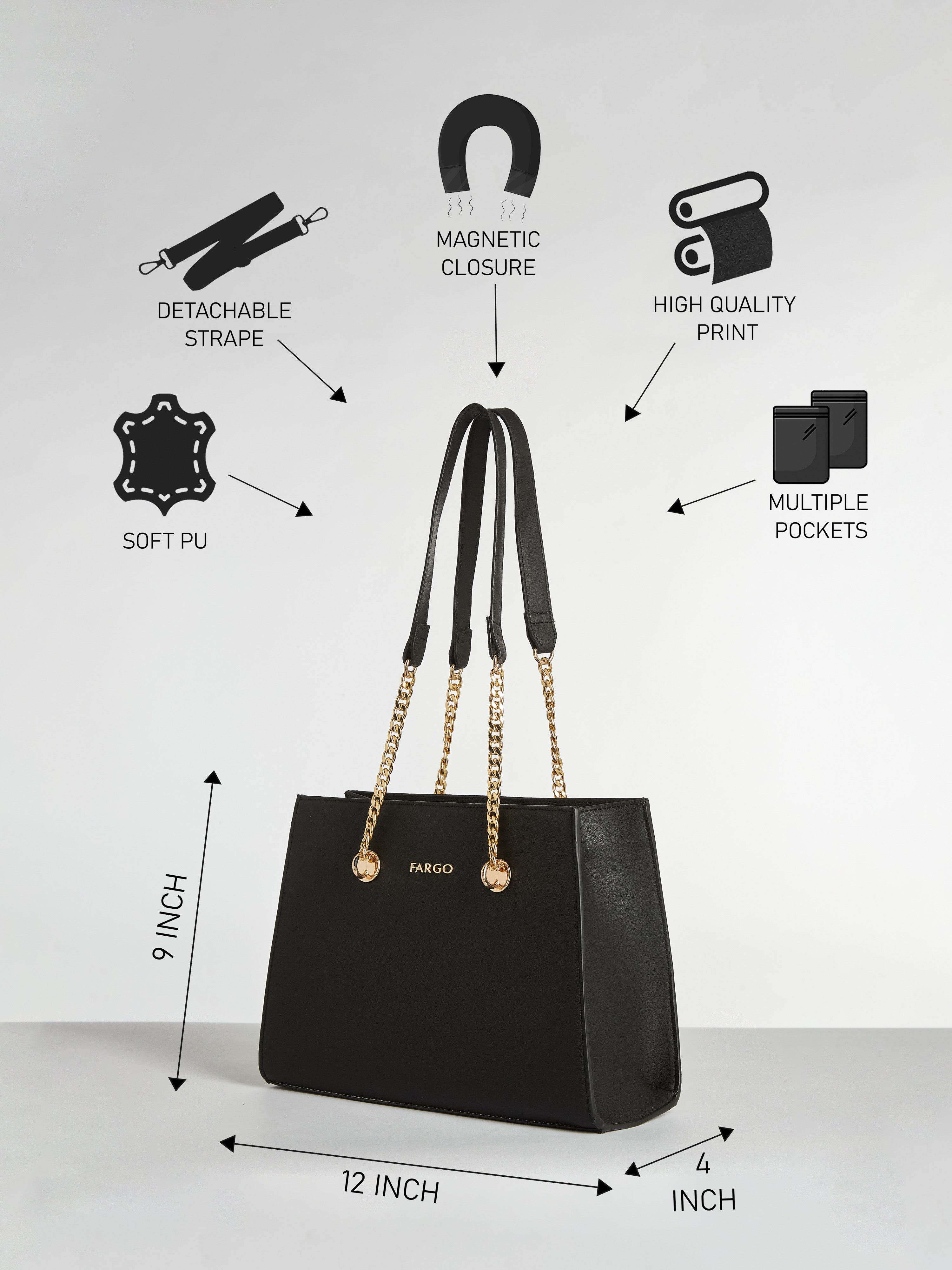 Elevate Black Handbag for Women