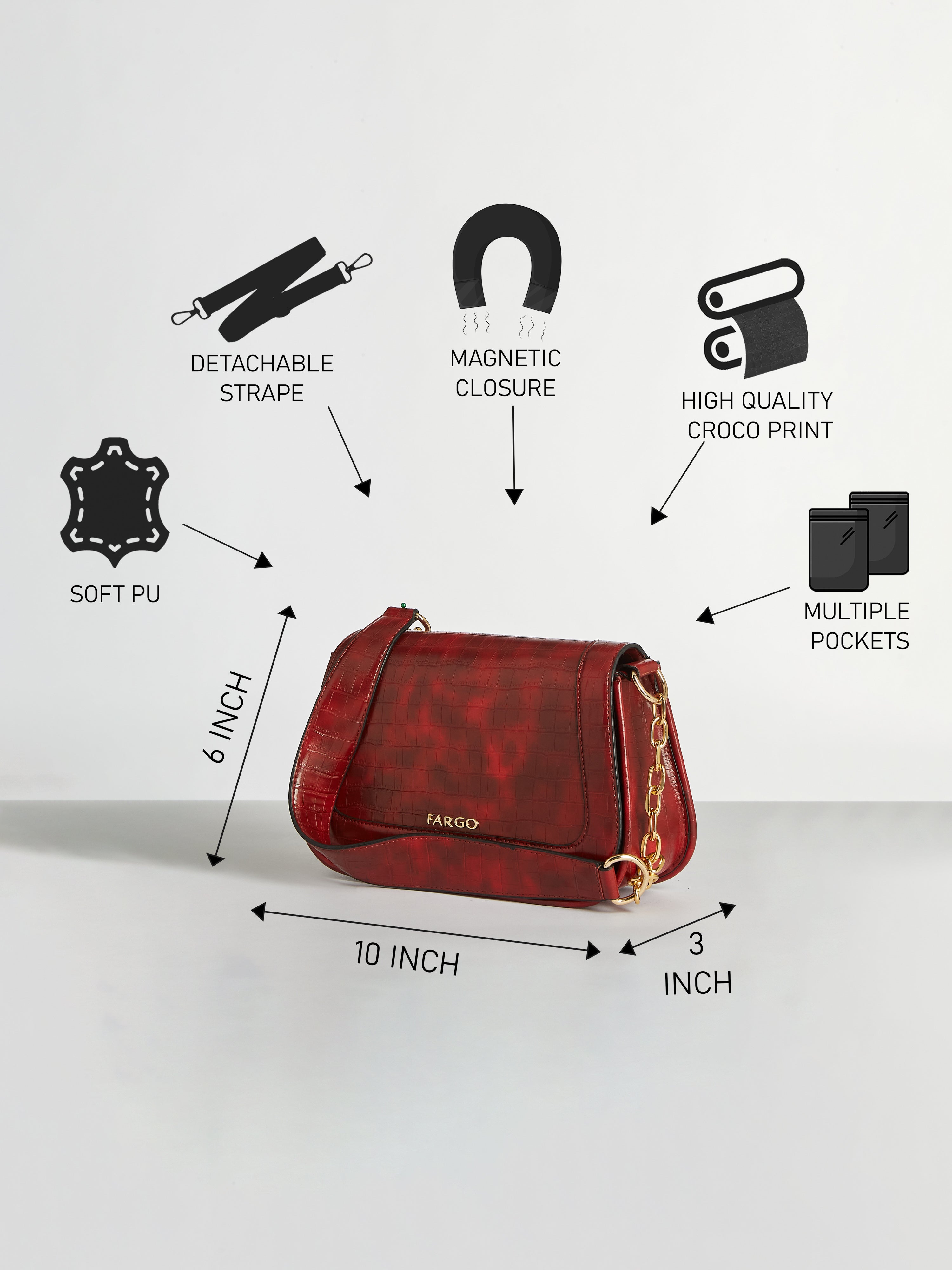 Duchess Maroon Shoulder Bag for Women