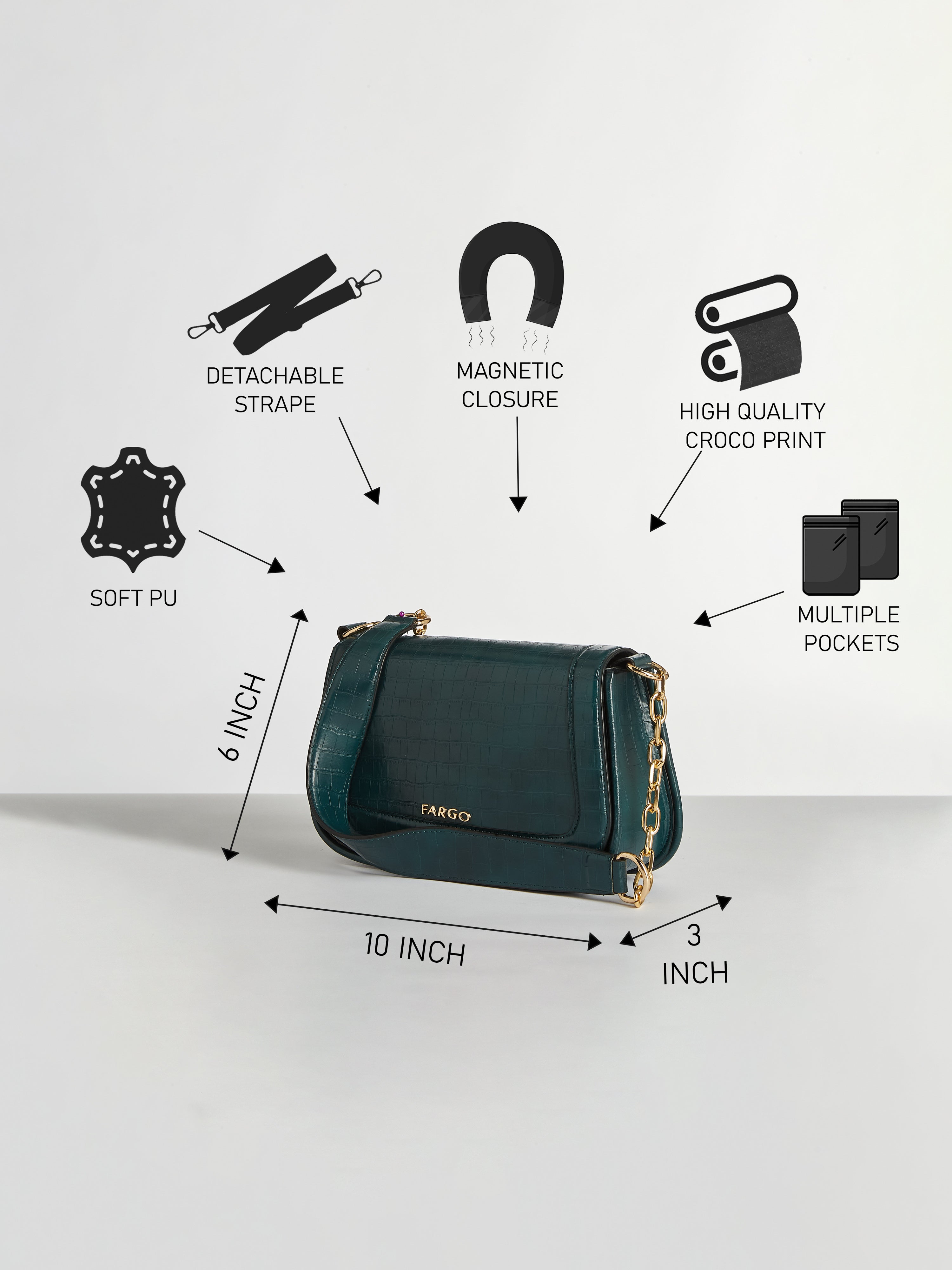 Duchess Green Shoulder Bag for Women