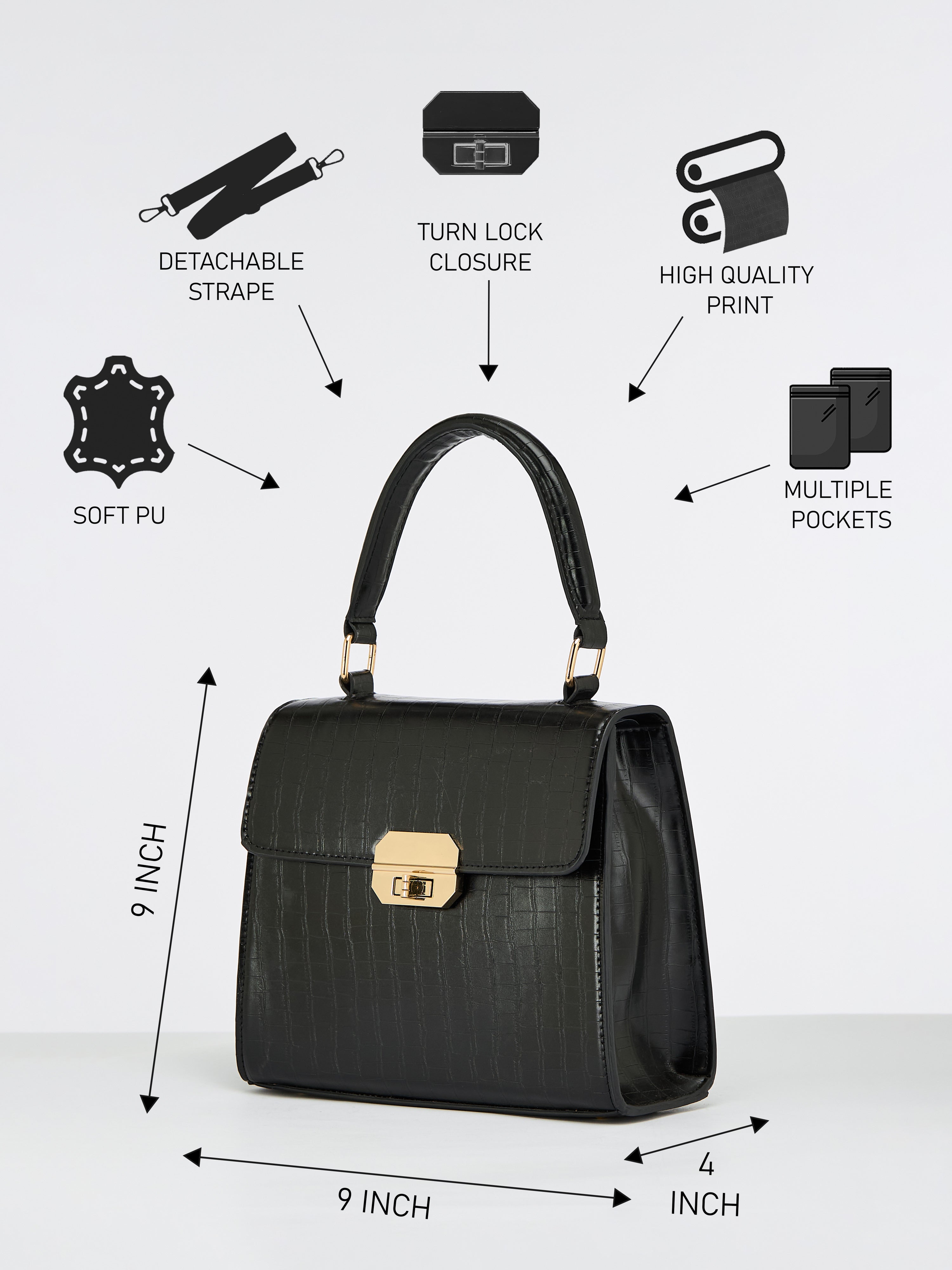 Dynasty Croco Handbag for Women