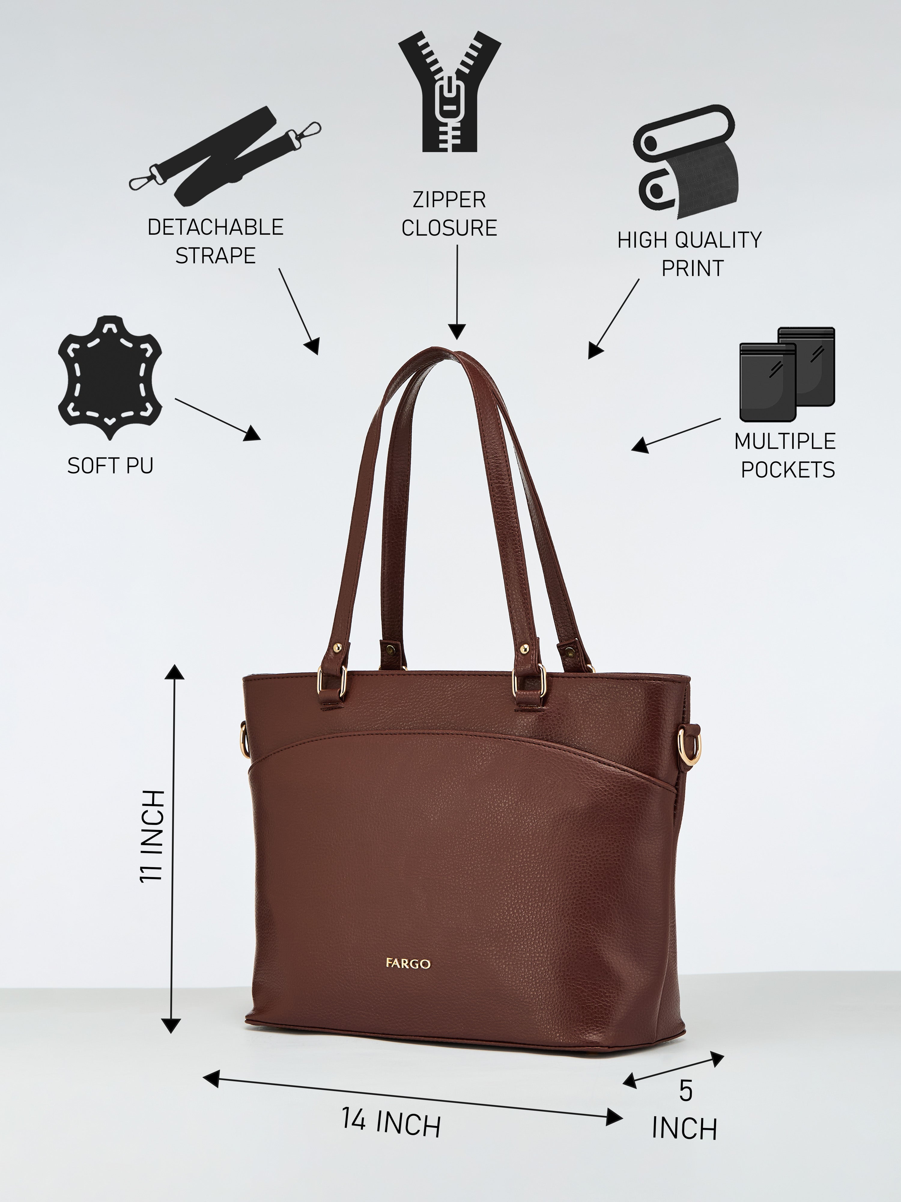 Arden Brown Tote Bag for Women