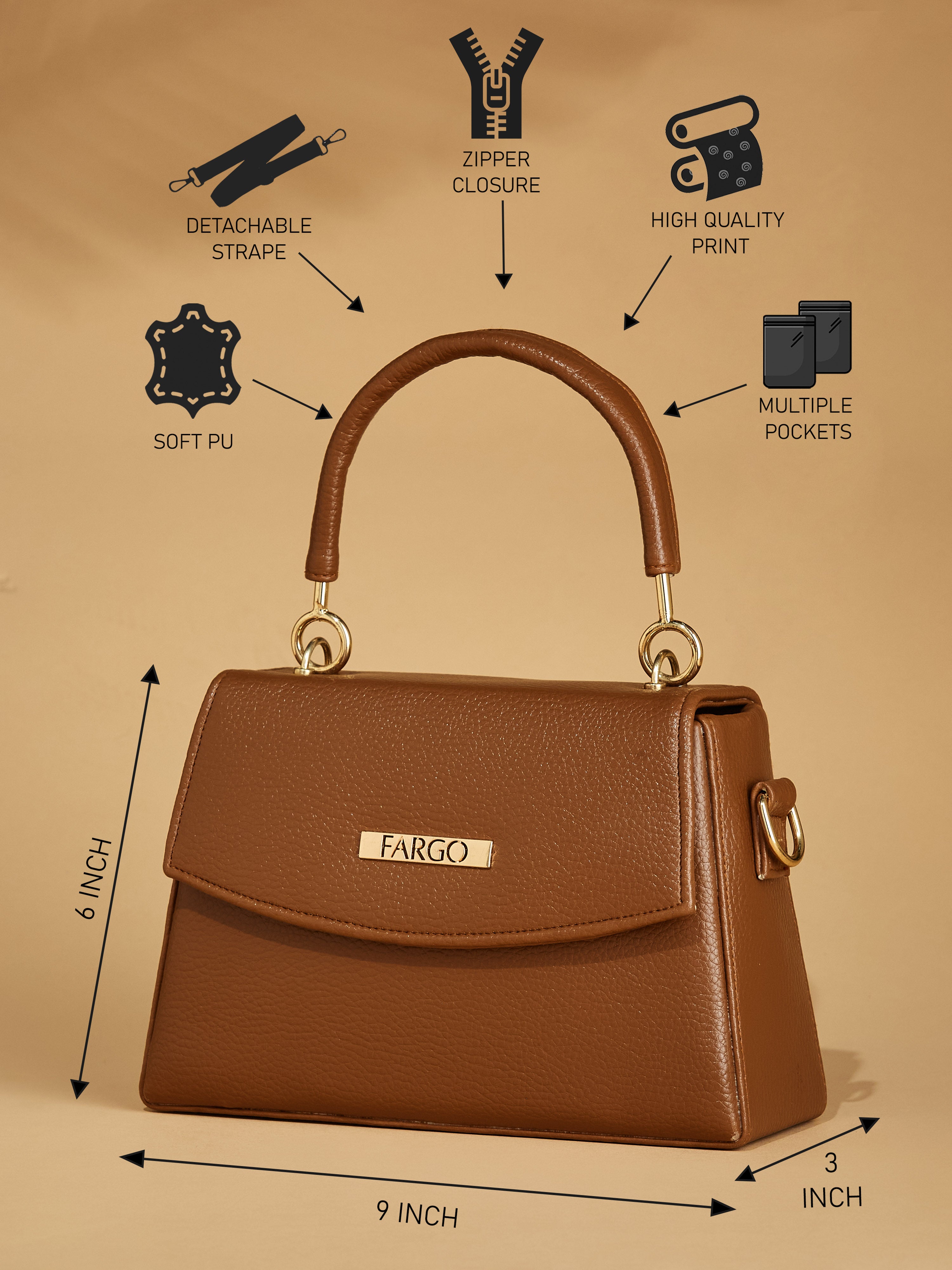 Vegan Leather Tan Women's Handbag
