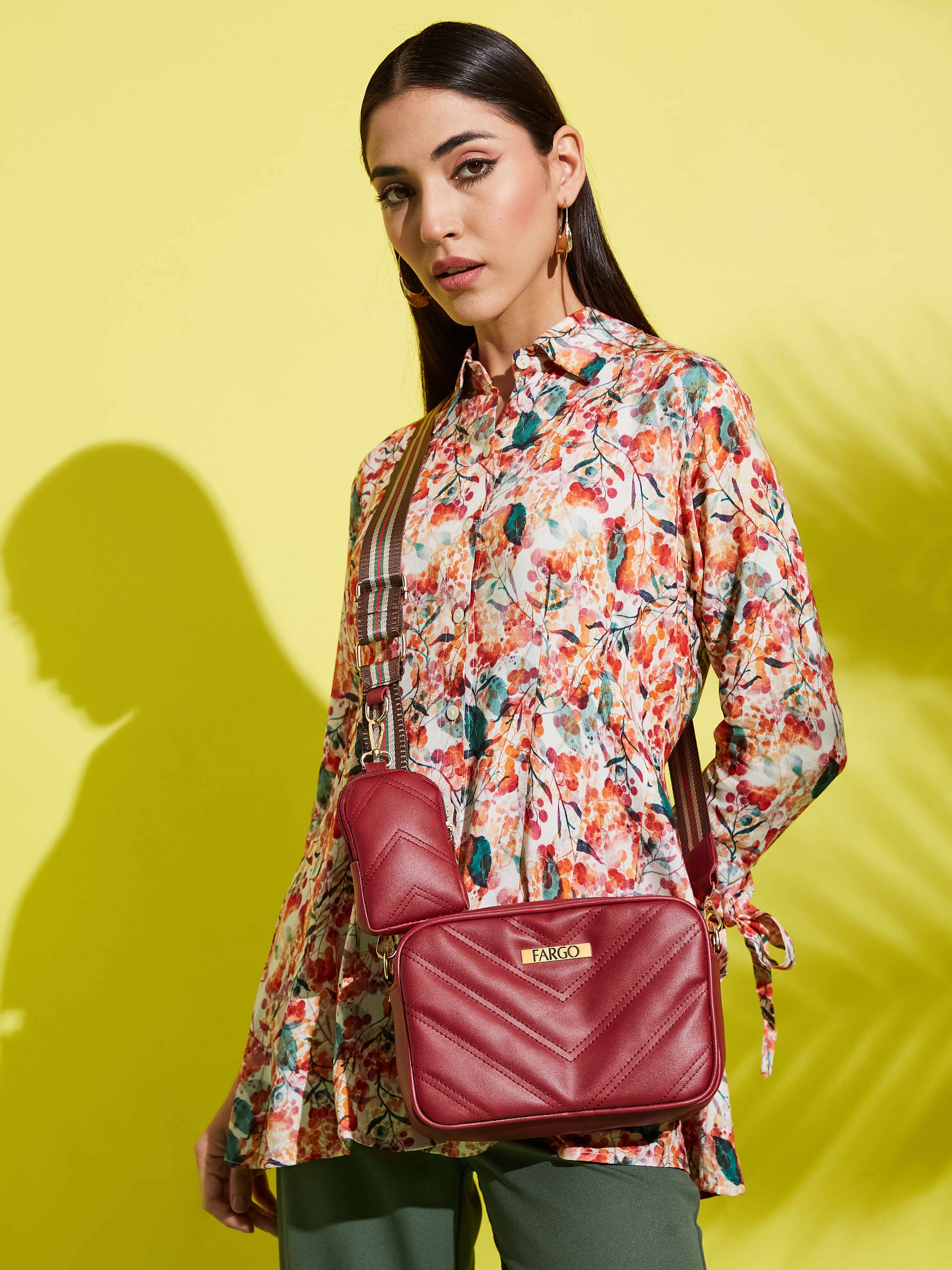 Vegan Leather Maroon Women's Crossbody