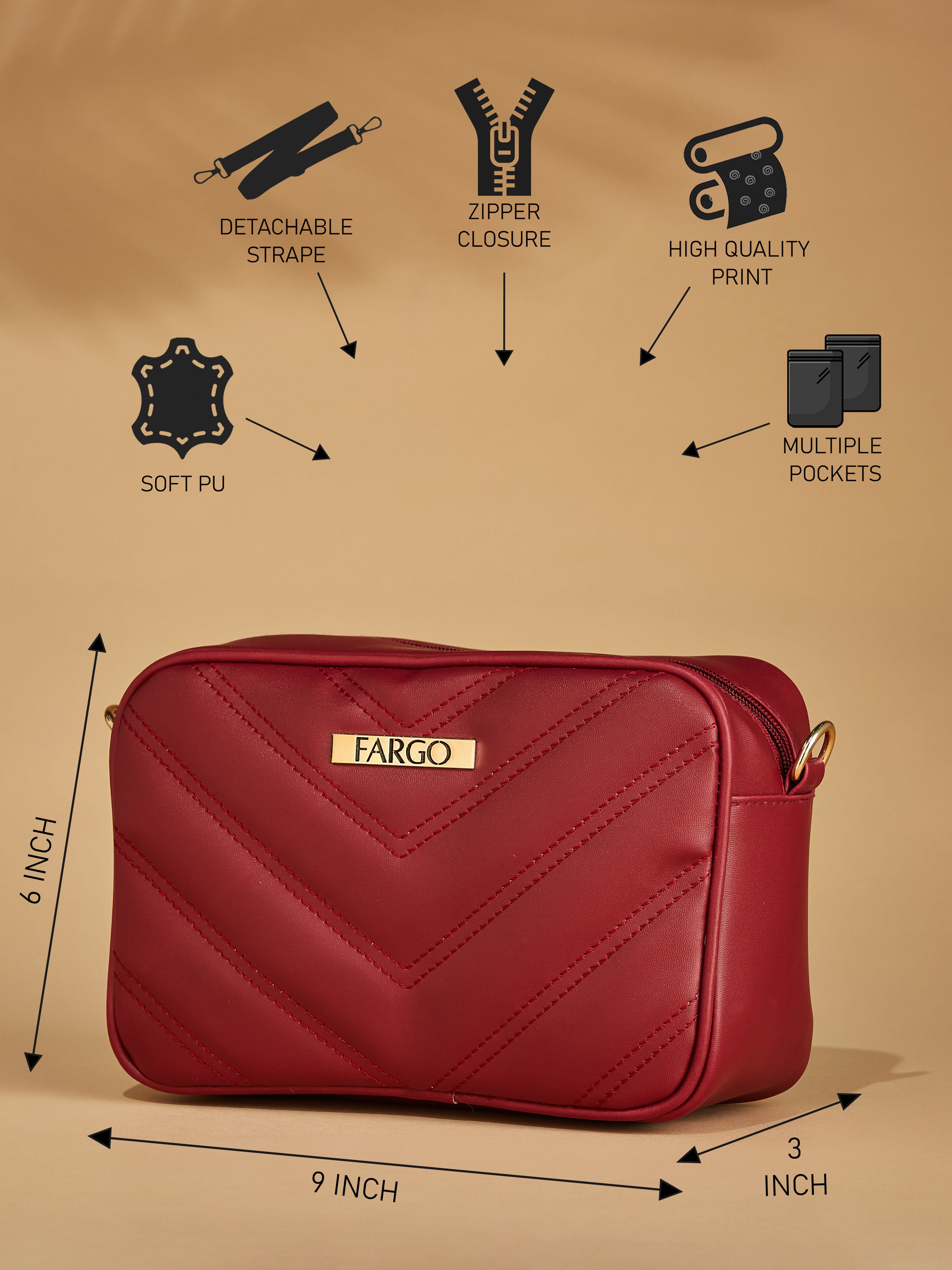 Vegan Leather Maroon Women's Crossbody