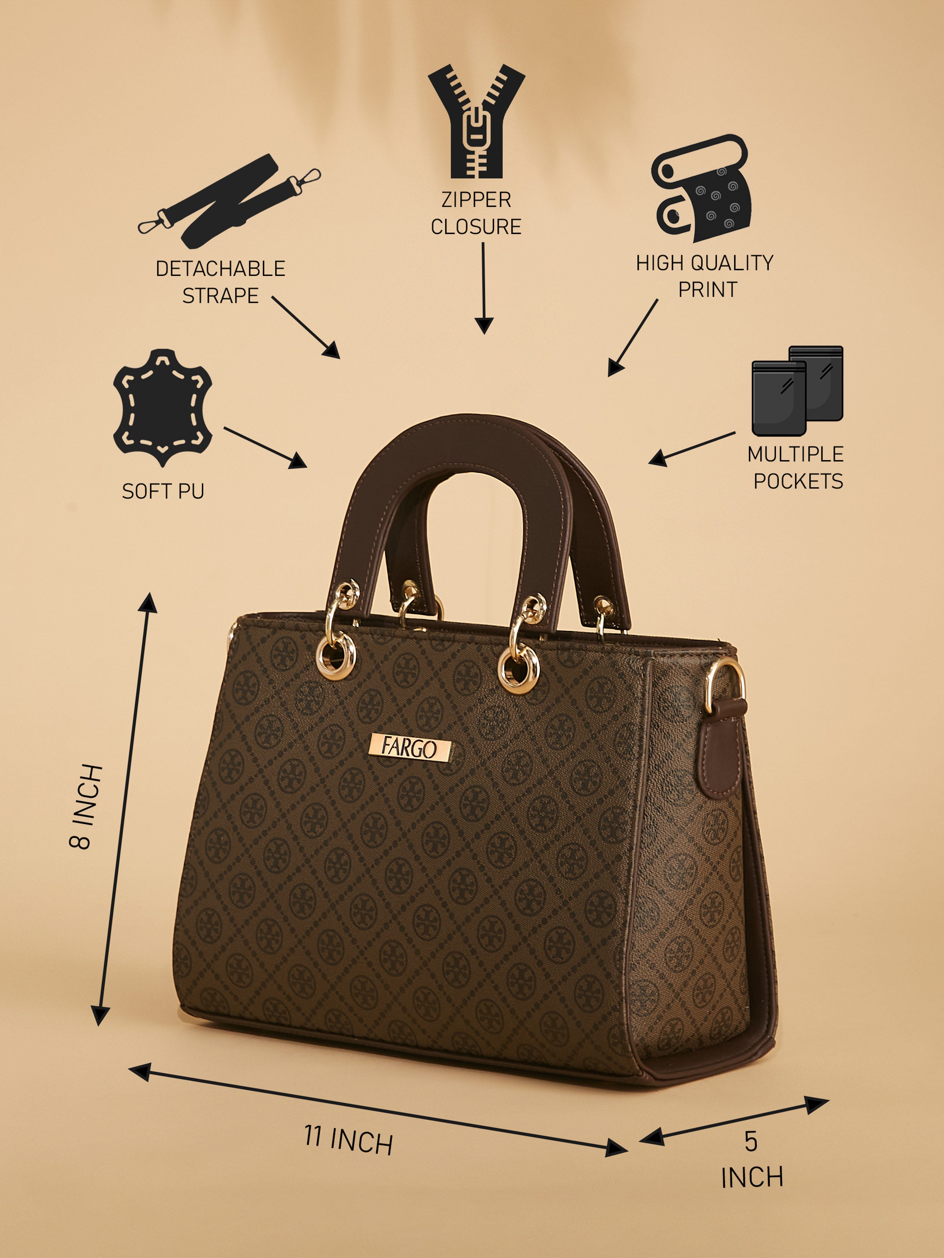 Vegan Leather Brown Women's Handbag