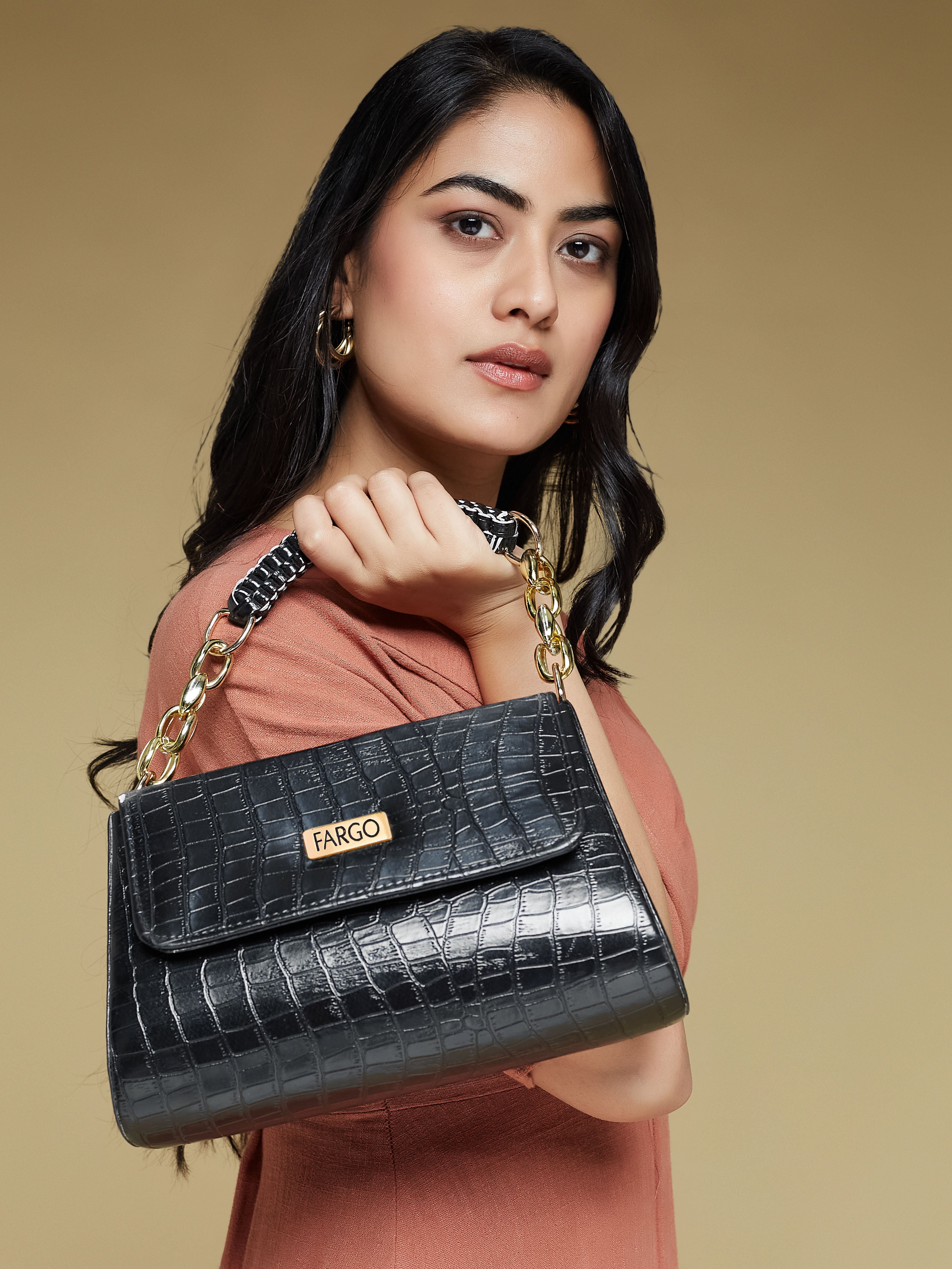 Vegan Leather Women's Black Shoulder Bag