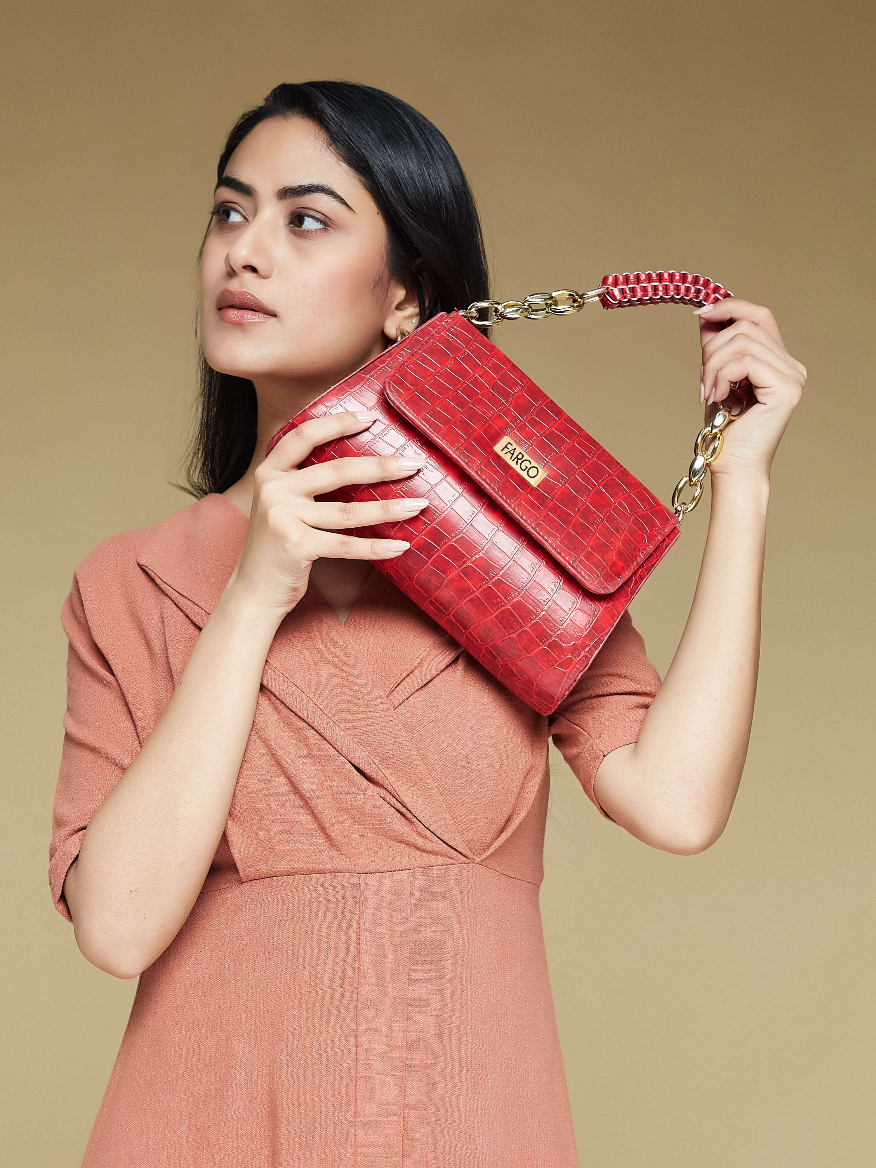 Vegan Leather maroon women's shoulder bag