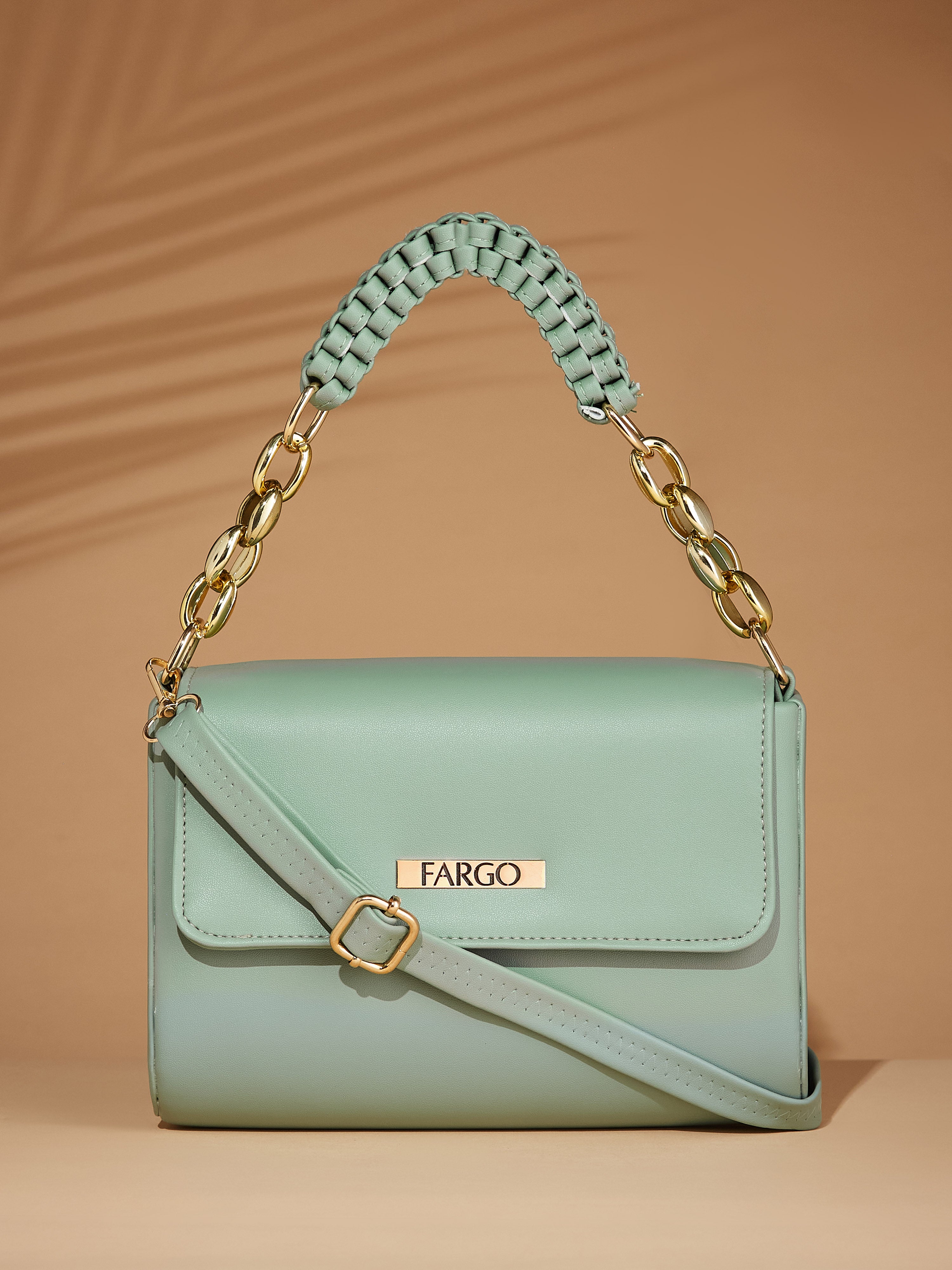 vegan leather green women's shoulder bag