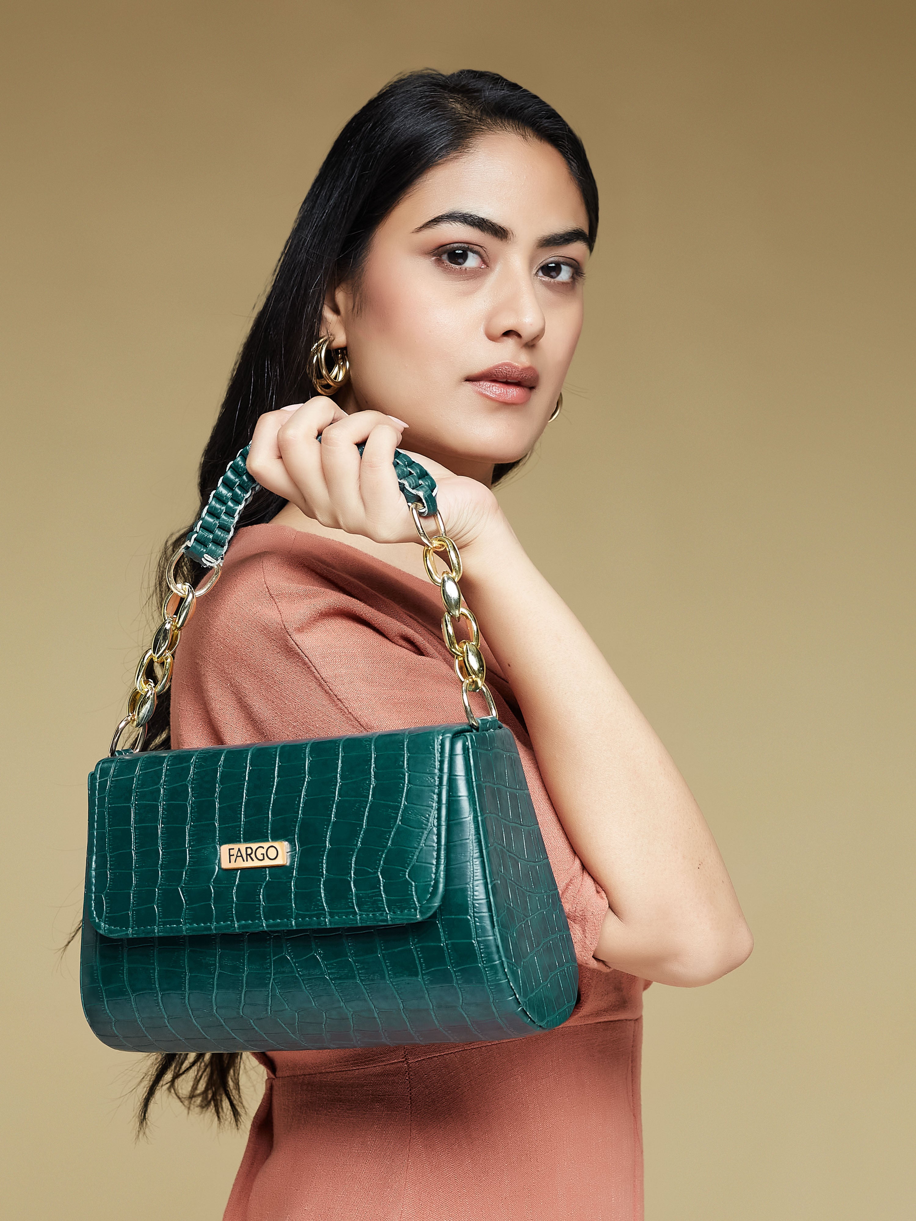 Vegan Leather Green Women's Shoulder Bag