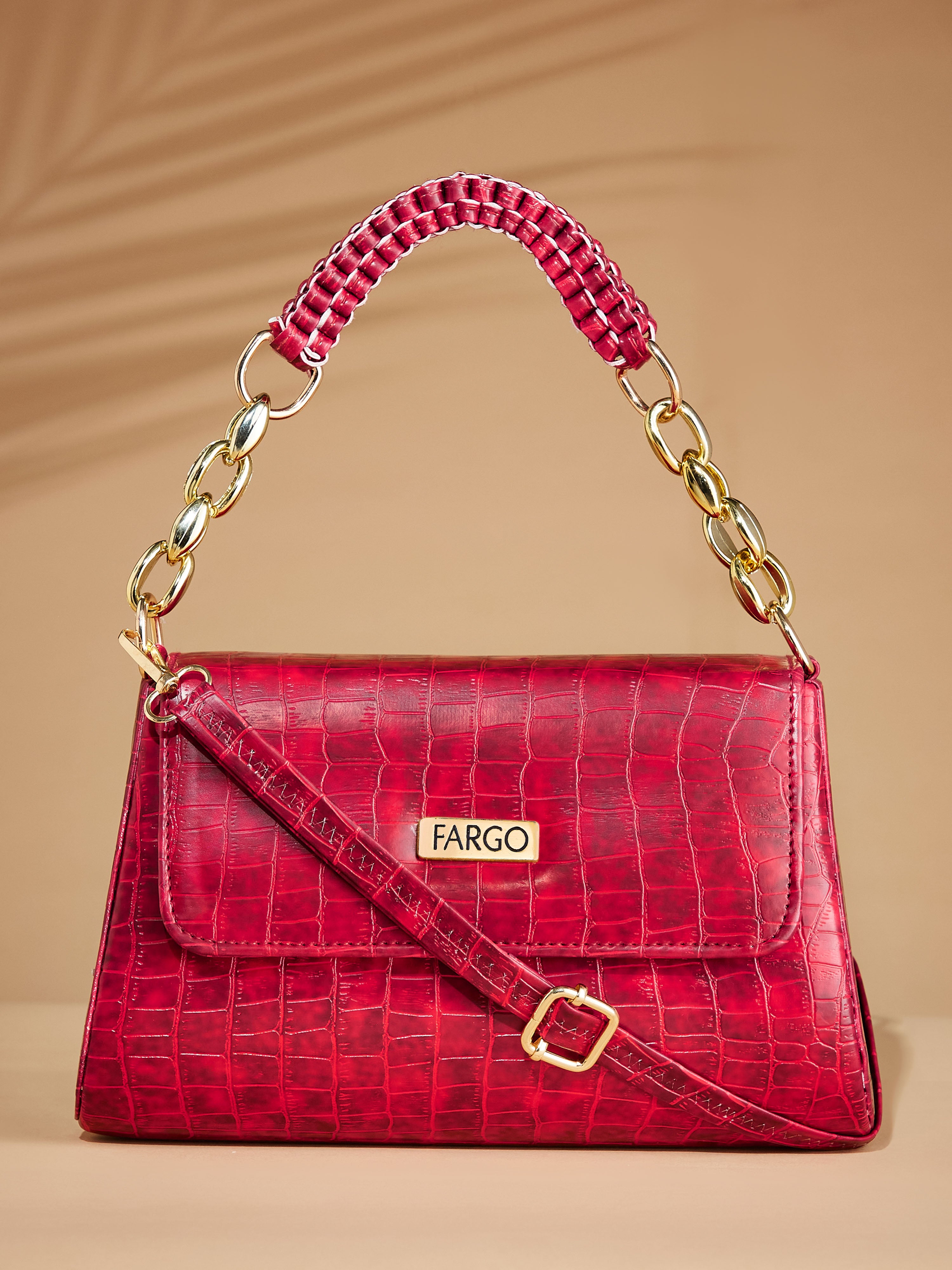 Vegan Leather maroon women's shoulder bag