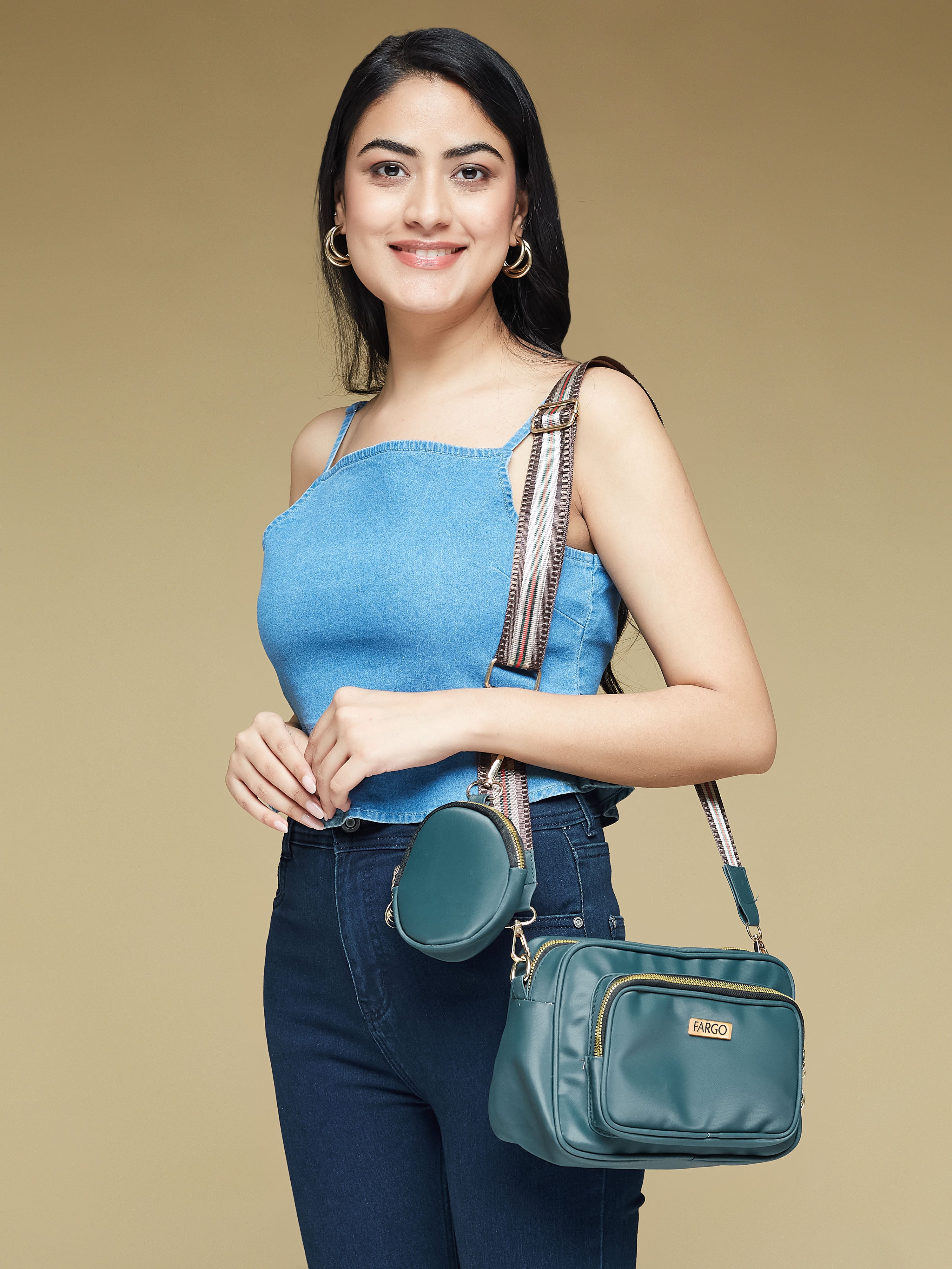 Vegan Leather Blue Women's Sling Bag