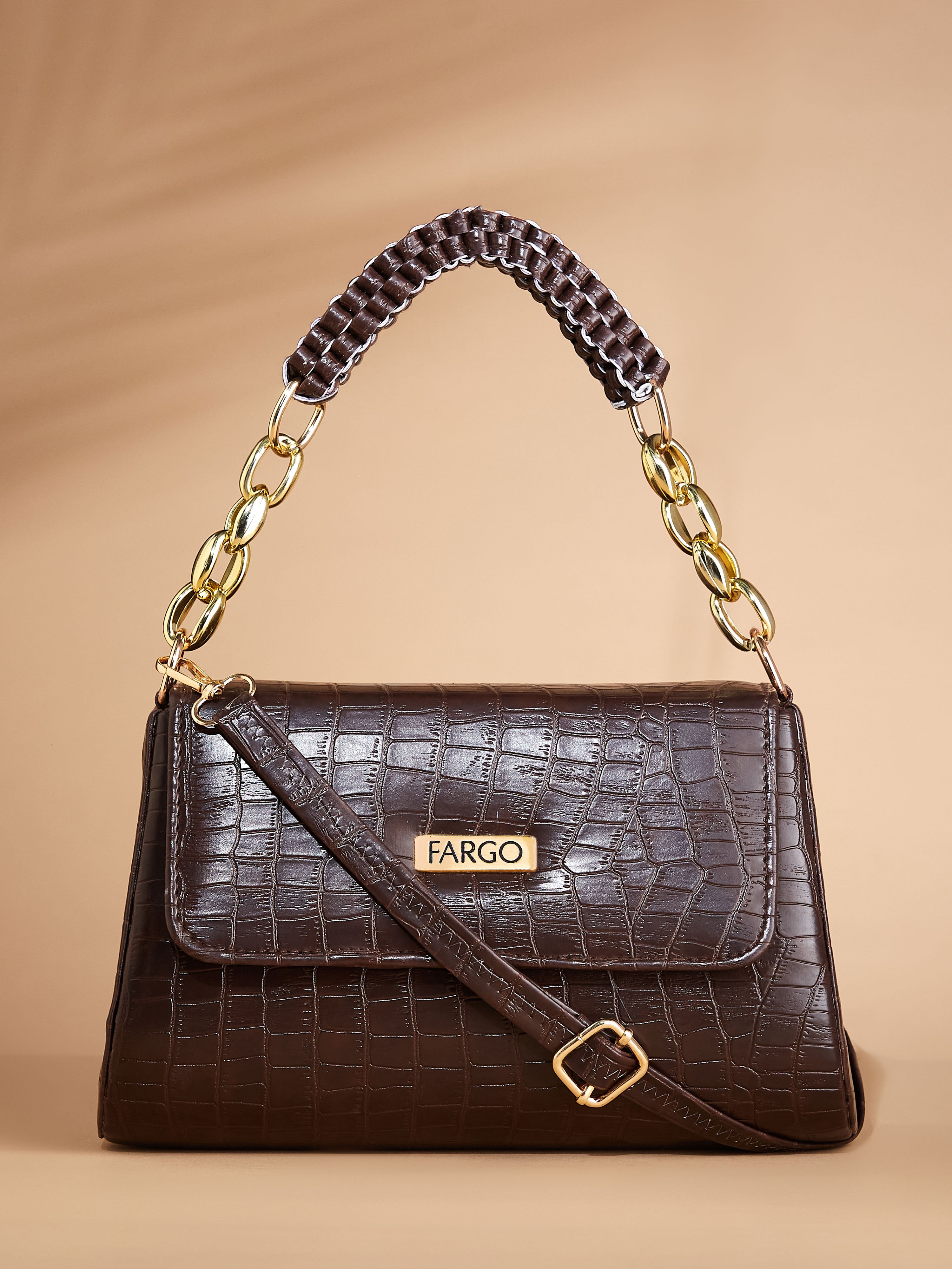 Vegan Leather Women's Brown Shoulder Bag