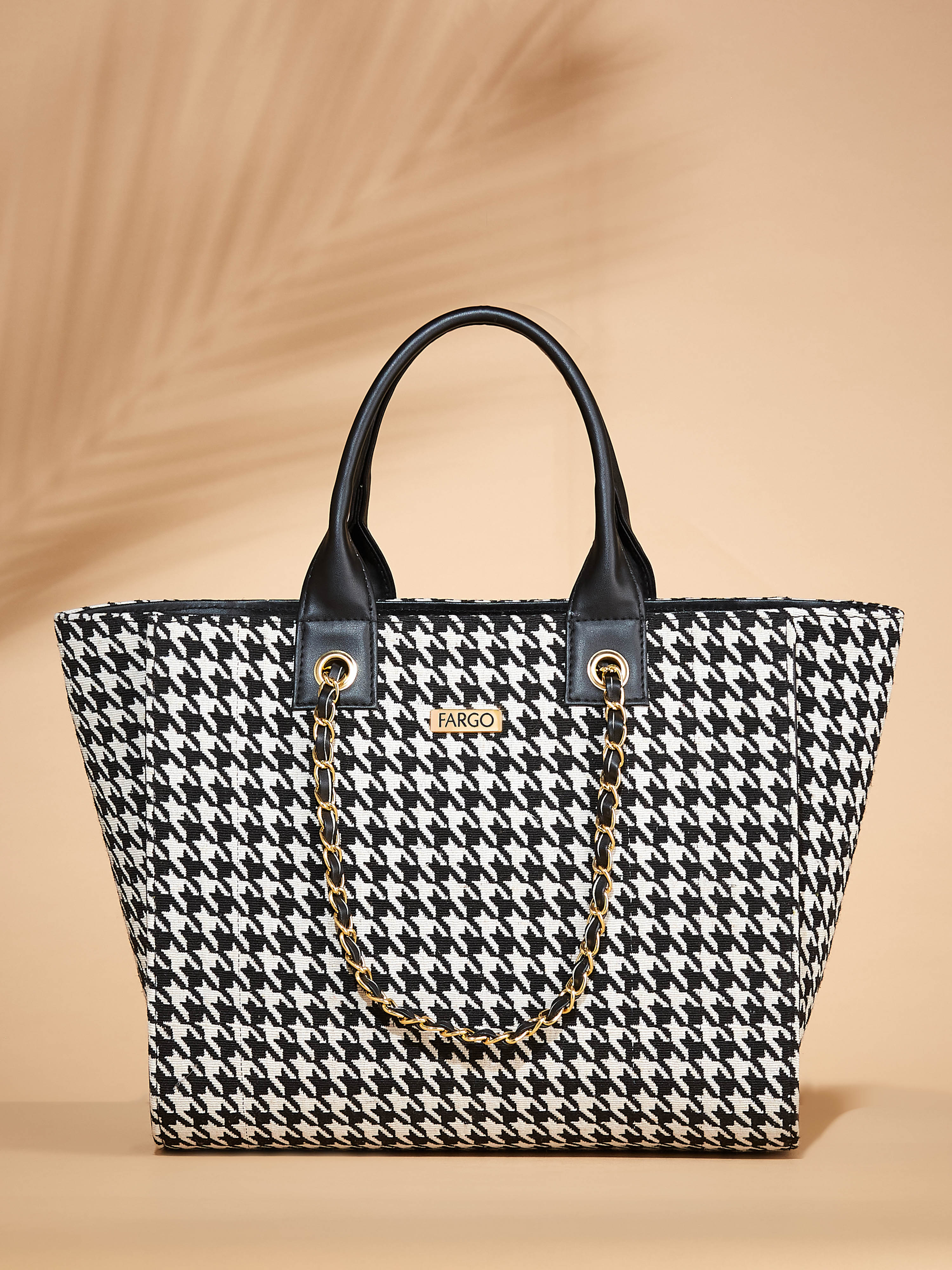 Canvas & Vegan Leather Black Women's Tote