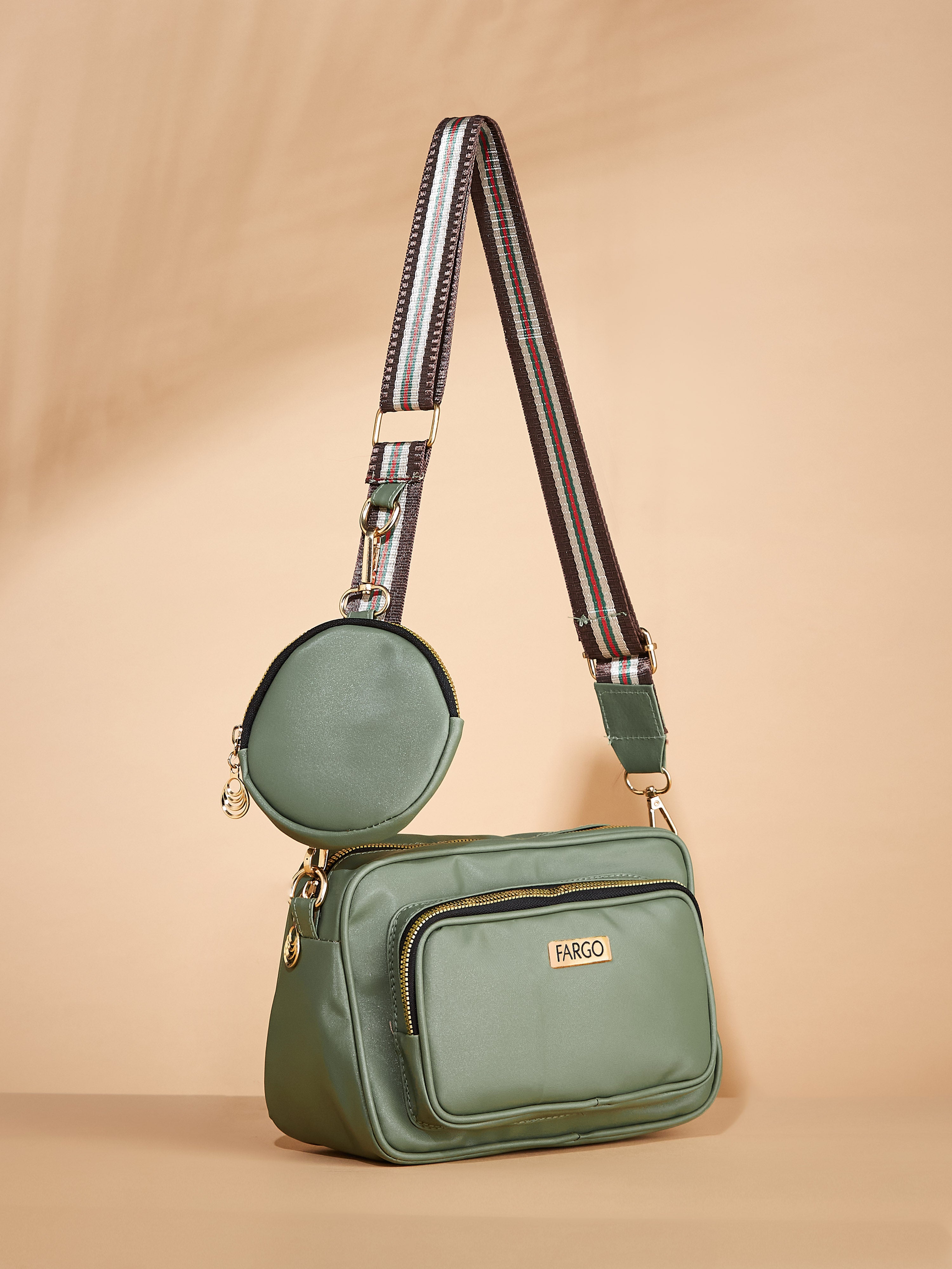 Vegan Leather green women's crossbody bag