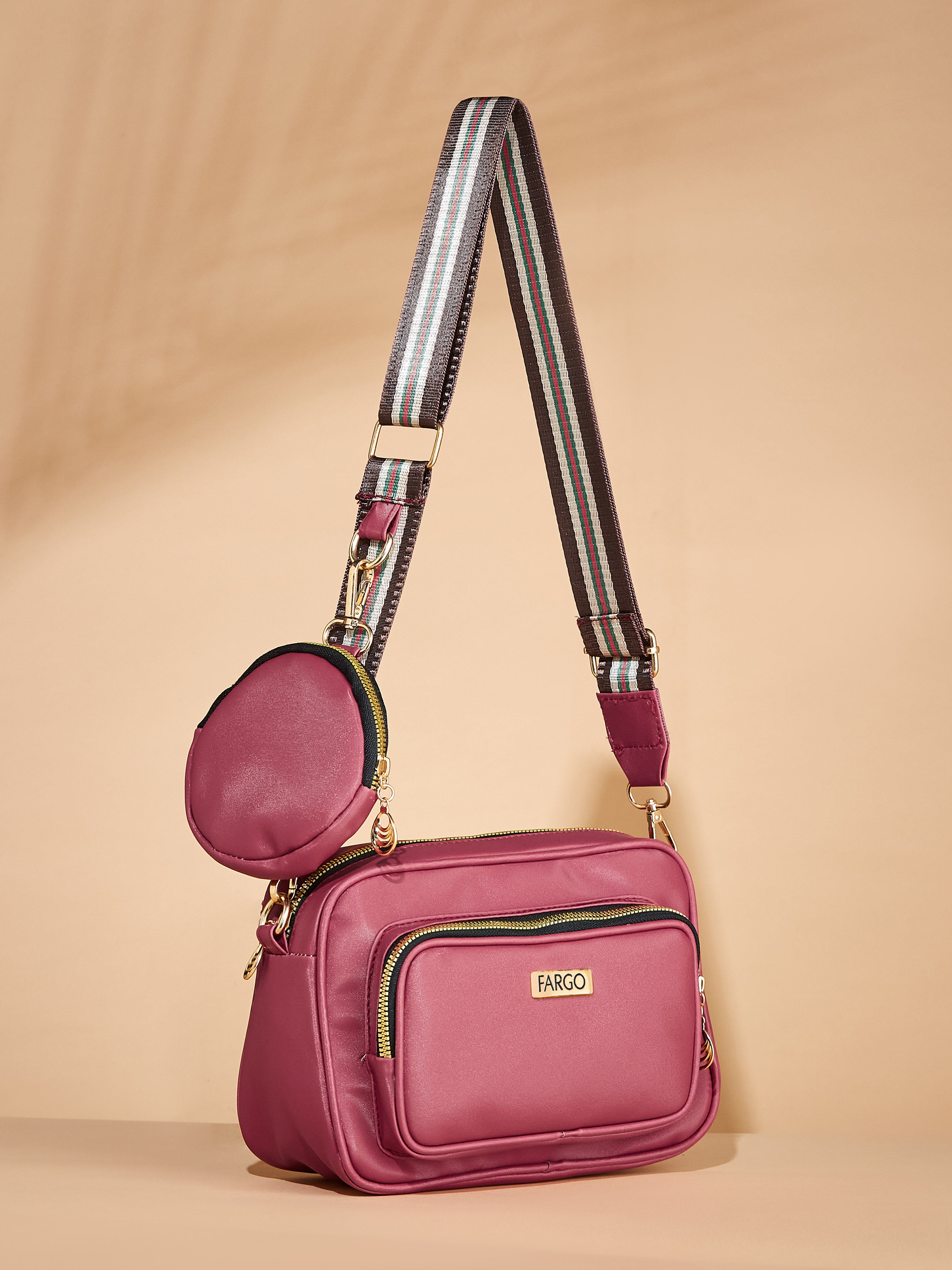 Vegan Leather Maroon Women's Crossbody Bag