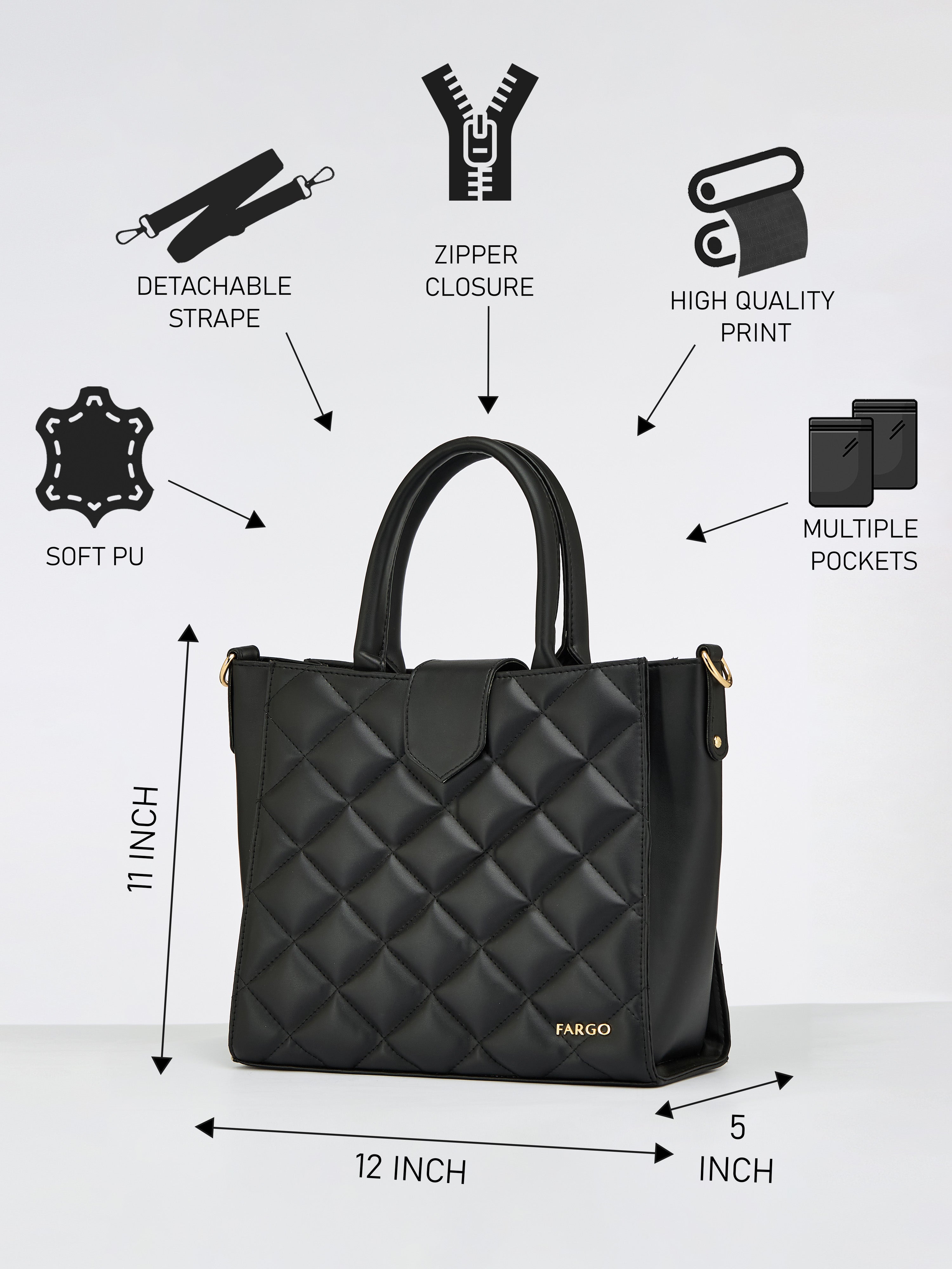 Hera Black Quilted Handbag for Women